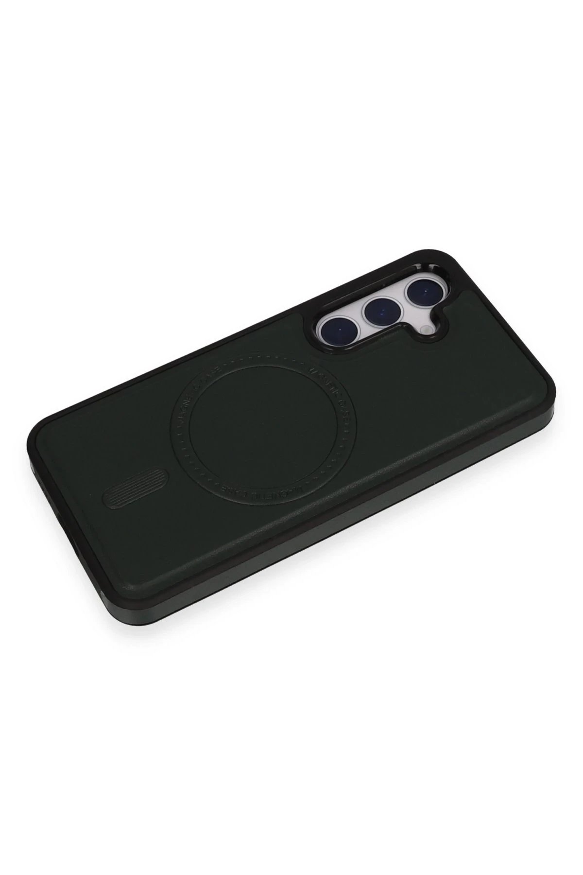 Newface Samsung Galaxy S24 Kılıf Ozzi Magsafe Deri Kapak - Koyu Yeşil