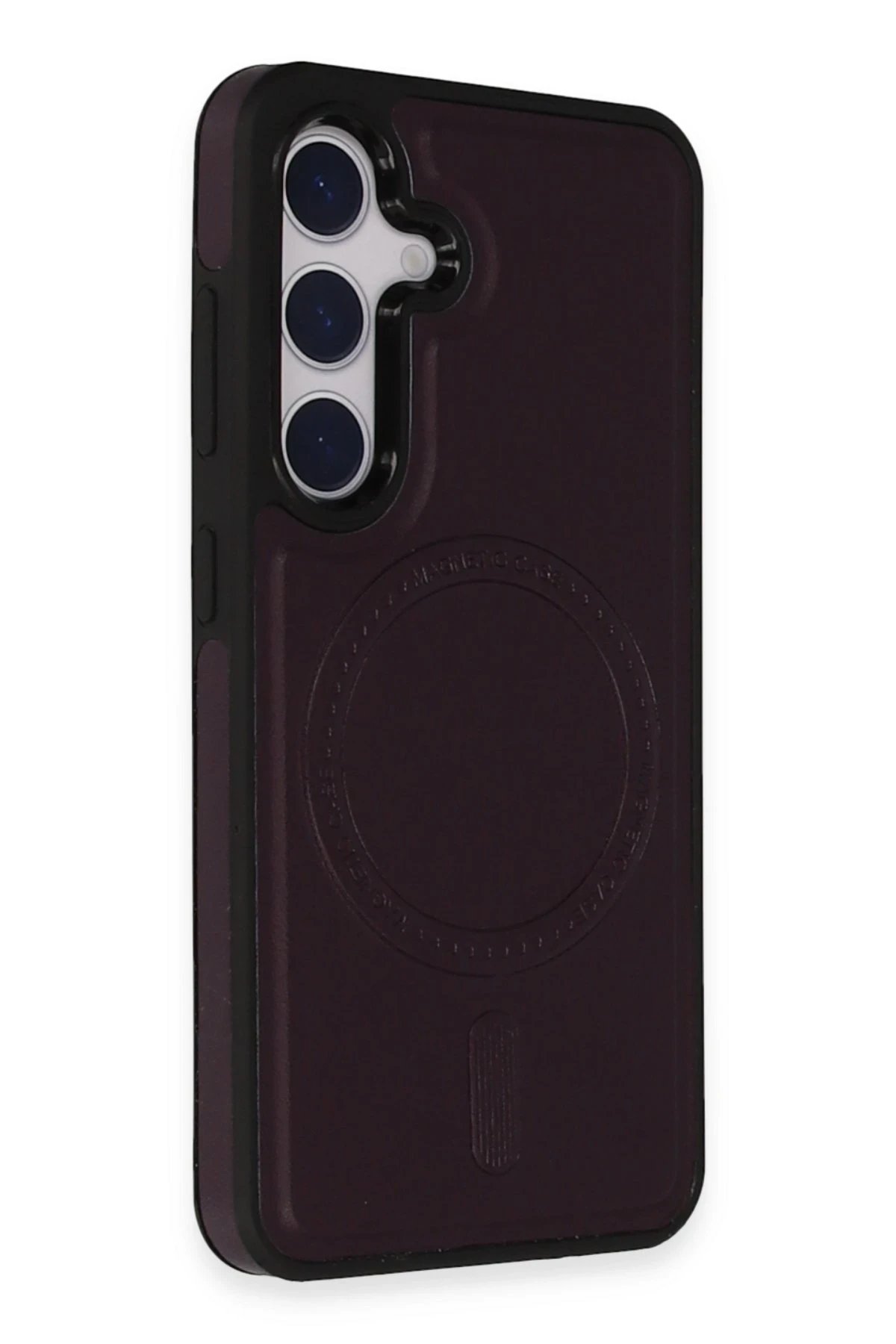 Newface Samsung Galaxy S24 Kılıf Ozzi Magsafe Deri Kapak - Derin Mor