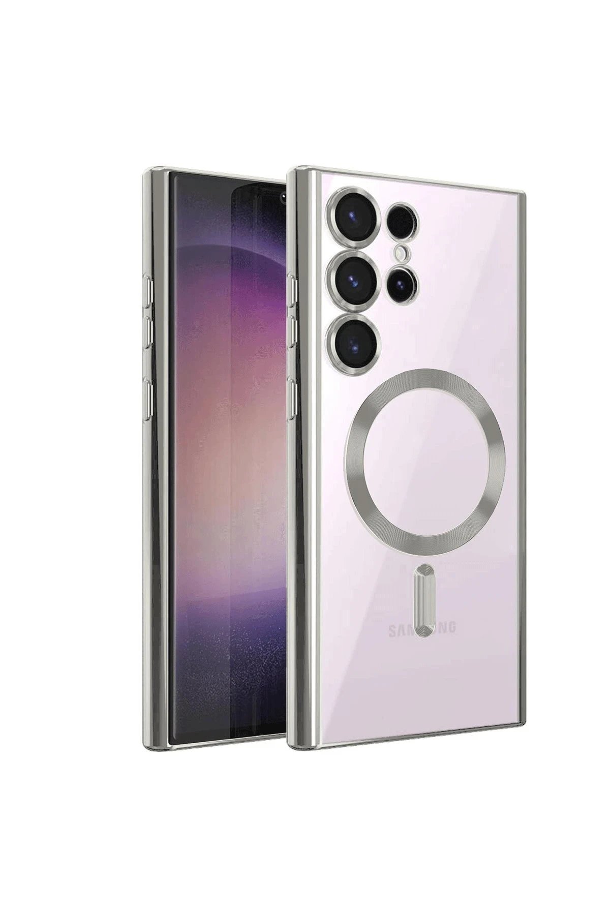 Newface Samsung Galaxy S22 Ultra Kılıf Kross Magneticsafe Kapak - Gümüş