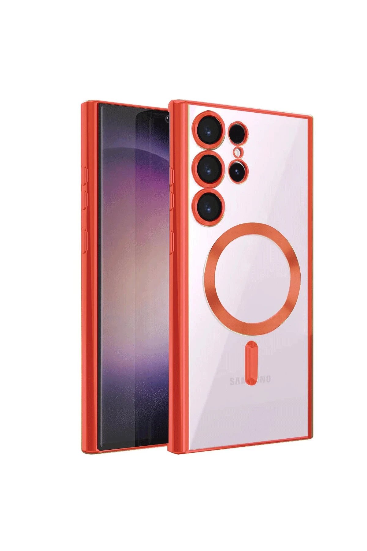 Newface Samsung Galaxy S22 Ultra Kılıf Kross Magneticsafe Kapak - Kırmızı