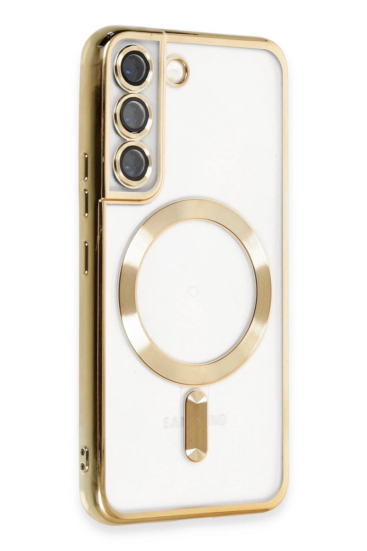 Newface Samsung Galaxy S22 Kılıf Kross Magneticsafe Kapak - Gold