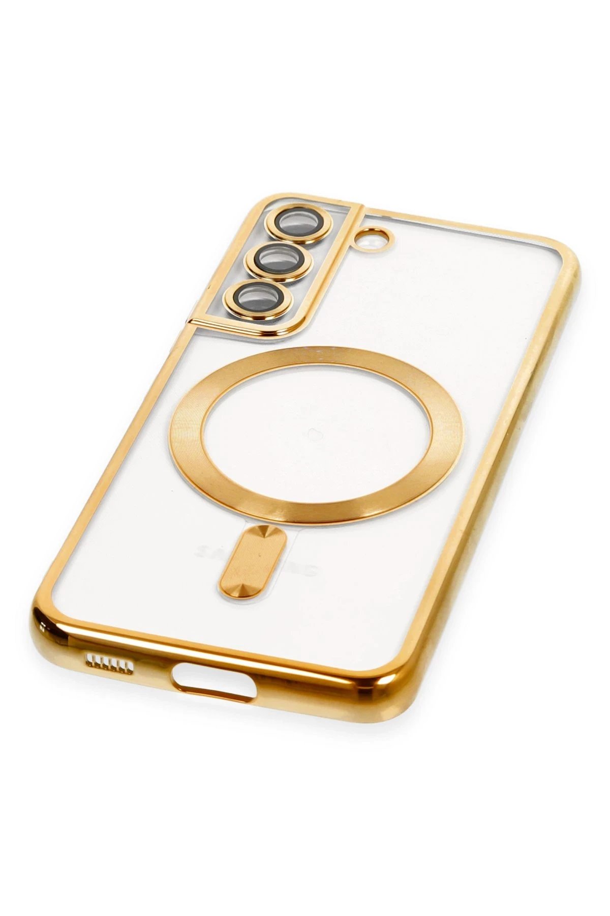 Newface Samsung Galaxy S22 Kılıf Kross Magneticsafe Kapak - Gold
