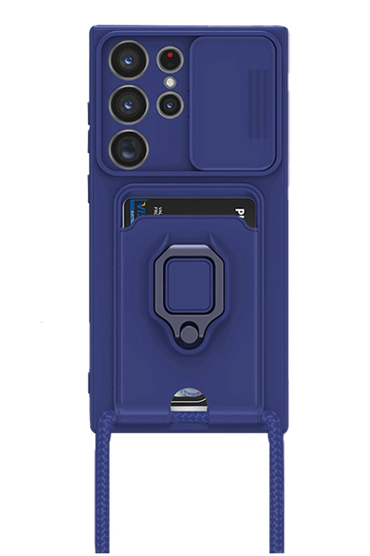 Newface Samsung Galaxy S24 Ultra Kılıf Zuma Kartvizitli Yüzüklü Silikon - Lacivert