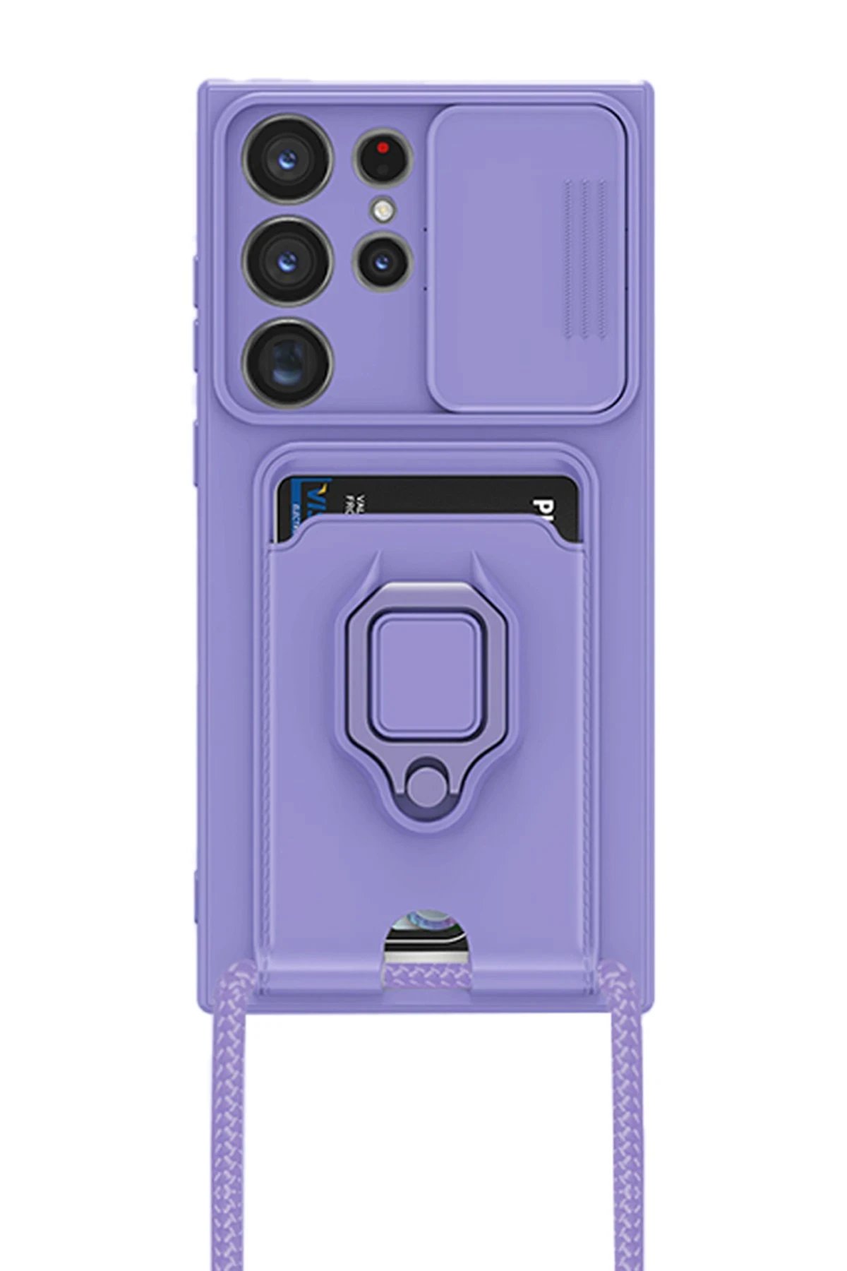 Newface Samsung Galaxy S24 Ultra Kılıf Zuma Kartvizitli Yüzüklü Silikon - Lila