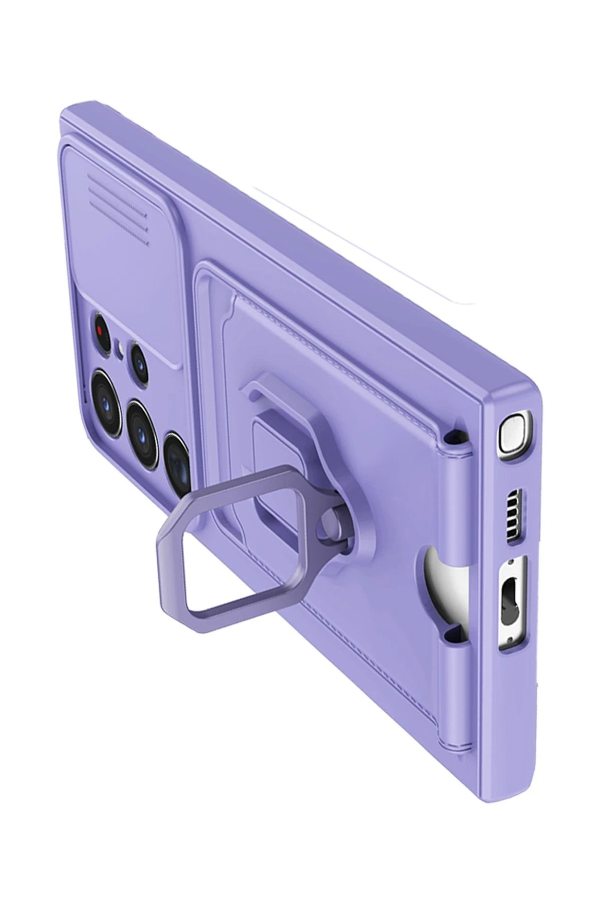 Newface Samsung Galaxy S24 Ultra Kılıf Zuma Kartvizitli Yüzüklü Silikon - Lila