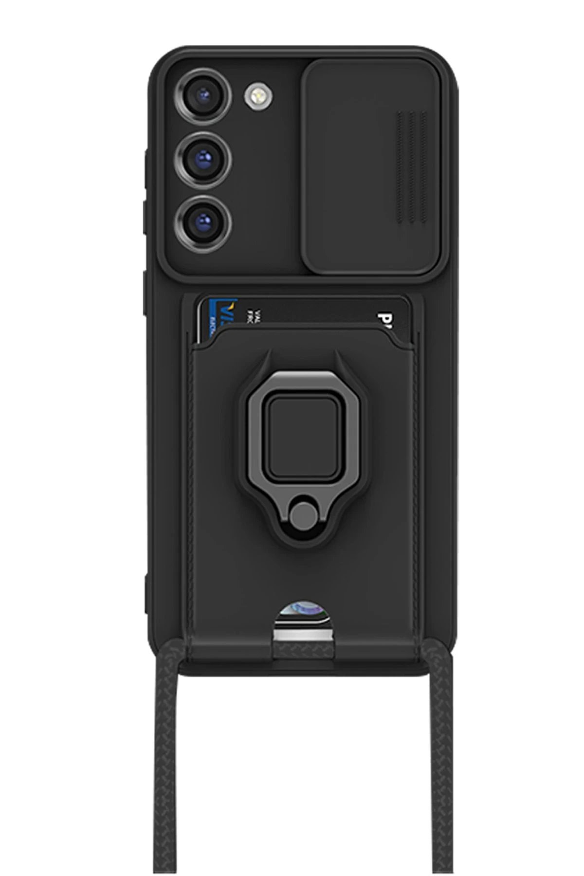 Newface Samsung Galaxy S24 Plus Kılıf Zuma Kartvizitli Yüzüklü Silikon - Siyah