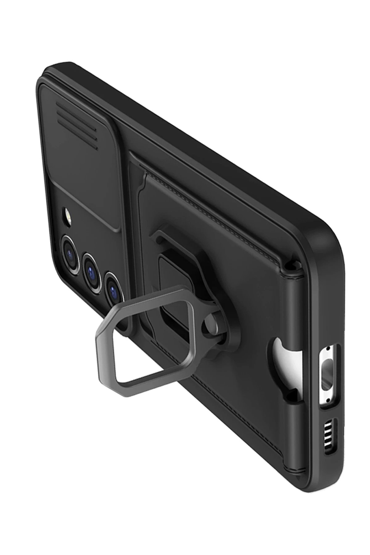 Newface Samsung Galaxy S24 Plus Kılıf Zuma Kartvizitli Yüzüklü Silikon - Siyah