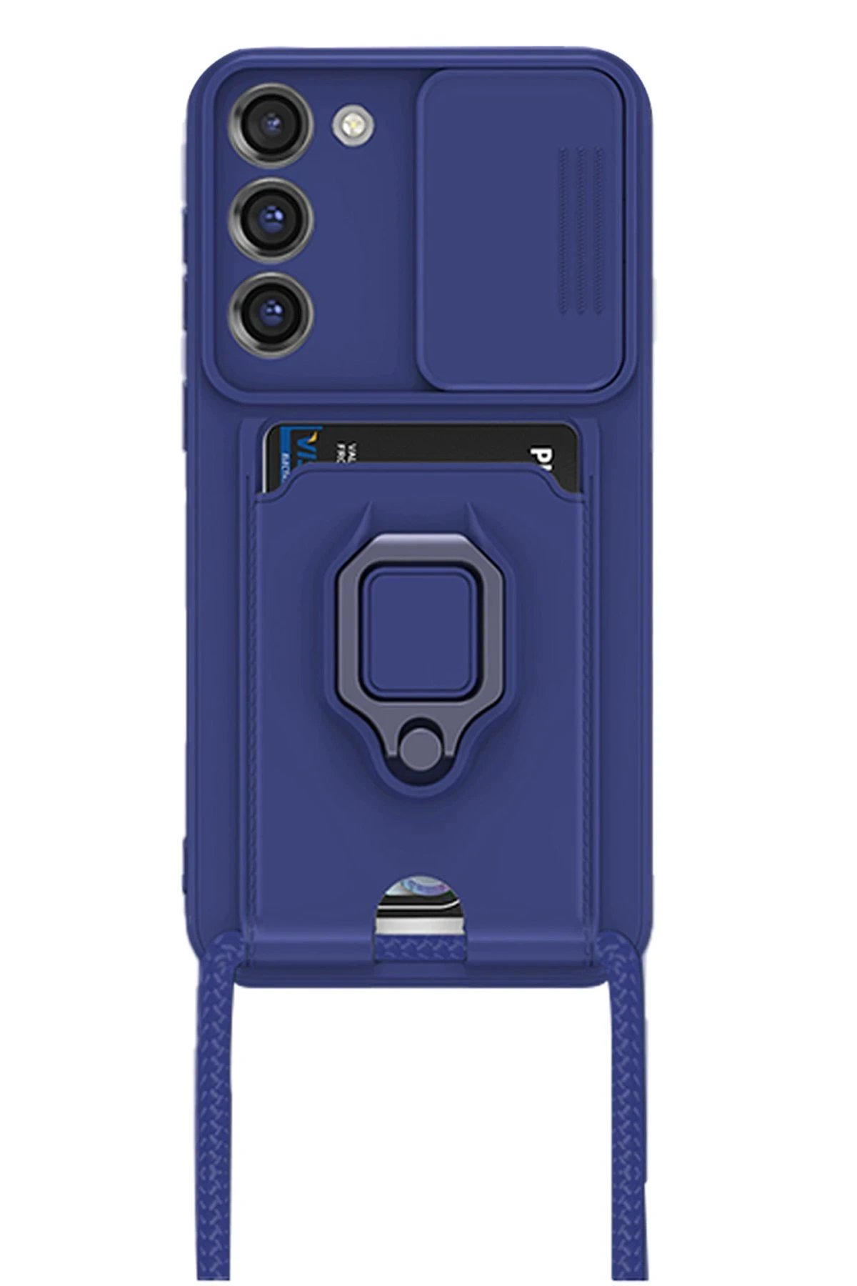 Newface Samsung Galaxy S24 Plus Kılıf Zuma Kartvizitli Yüzüklü Silikon - Lacivert