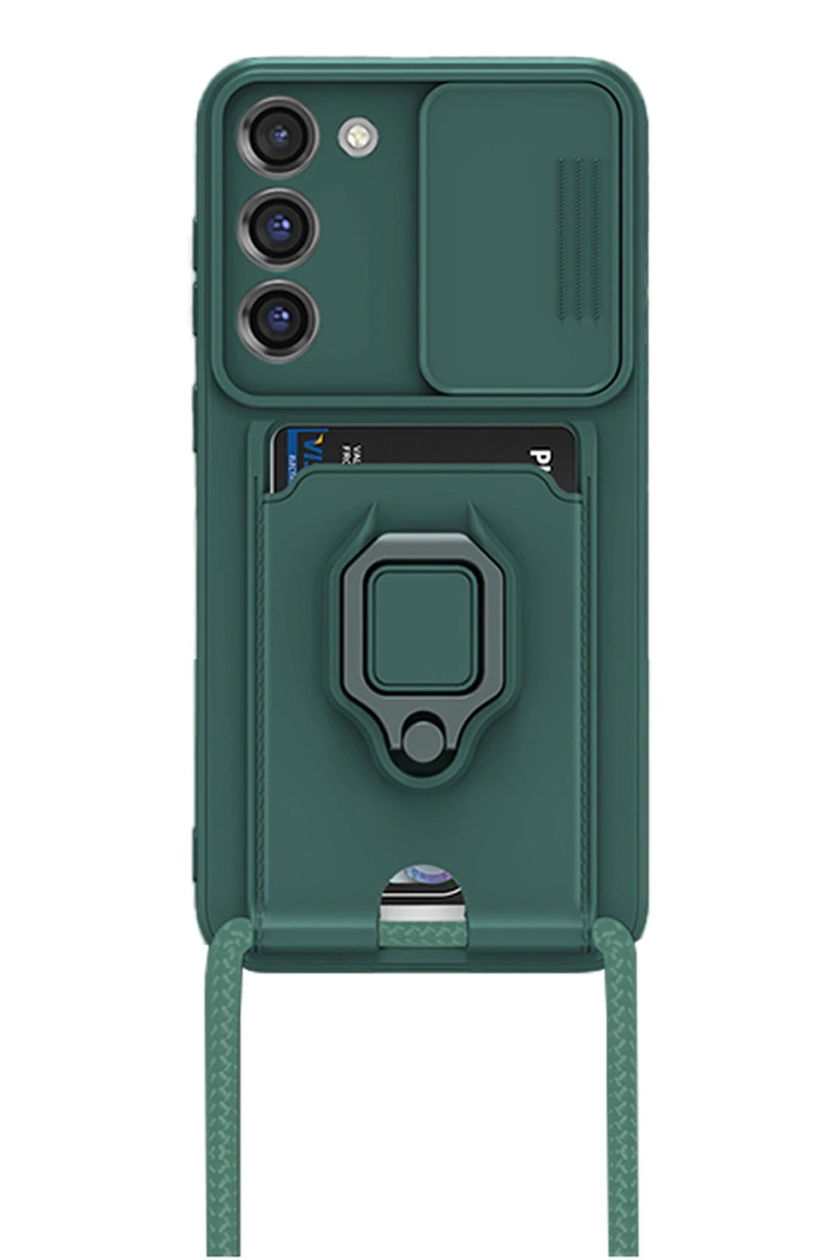 Newface Samsung Galaxy S24 Plus Kılıf Zuma Kartvizitli Yüzüklü Silikon - Yeşil