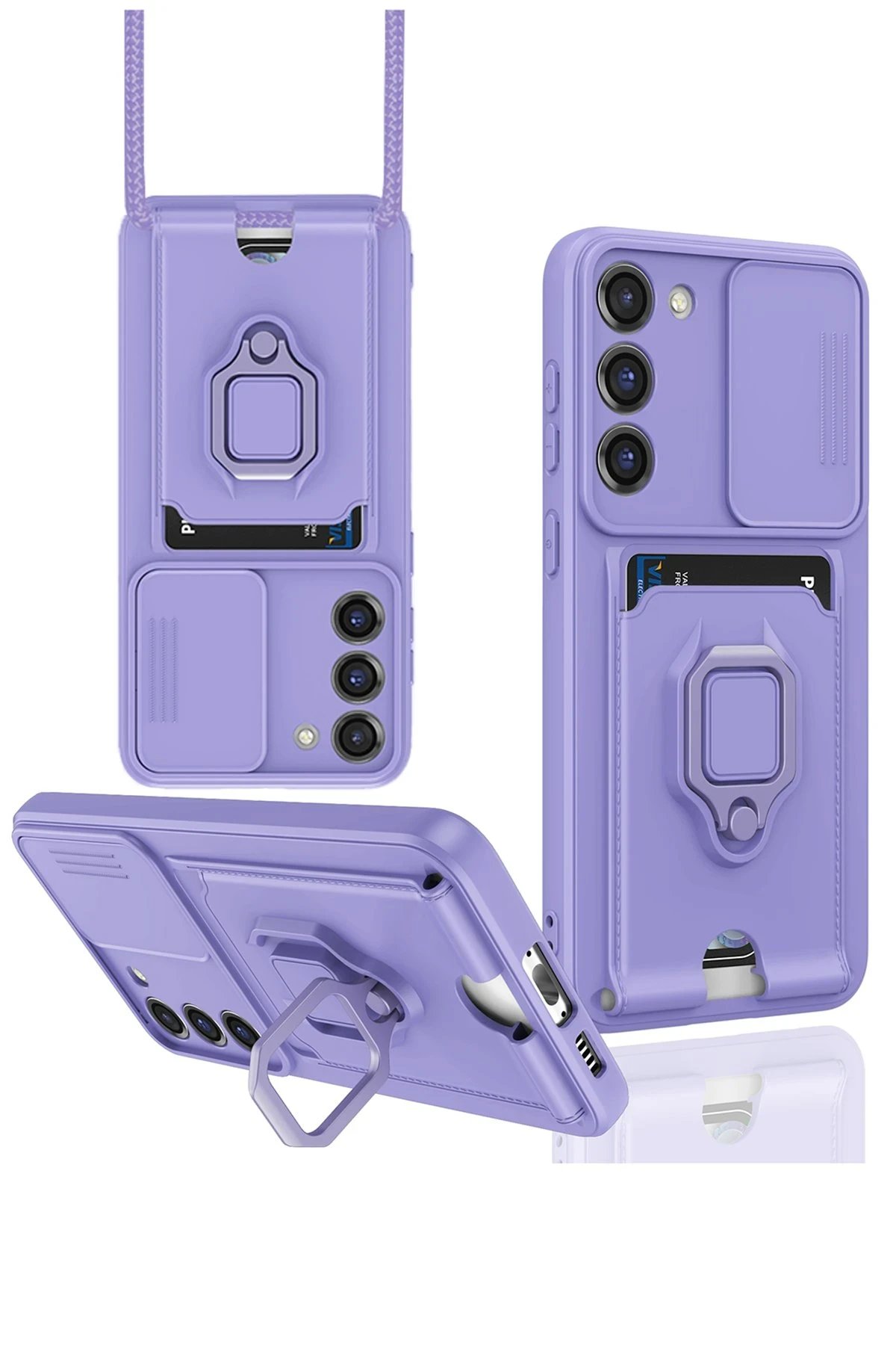 Newface Samsung Galaxy S24 Plus Kılıf Zuma Kartvizitli Yüzüklü Silikon - Lila