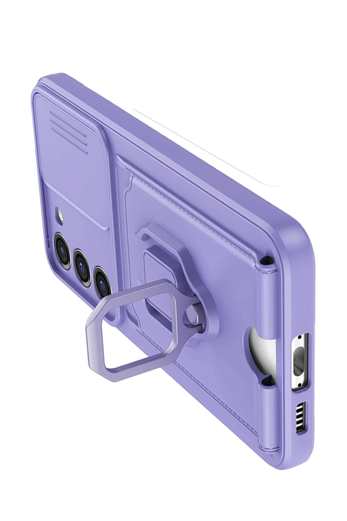 Newface Samsung Galaxy S24 Plus Kılıf Zuma Kartvizitli Yüzüklü Silikon - Lila