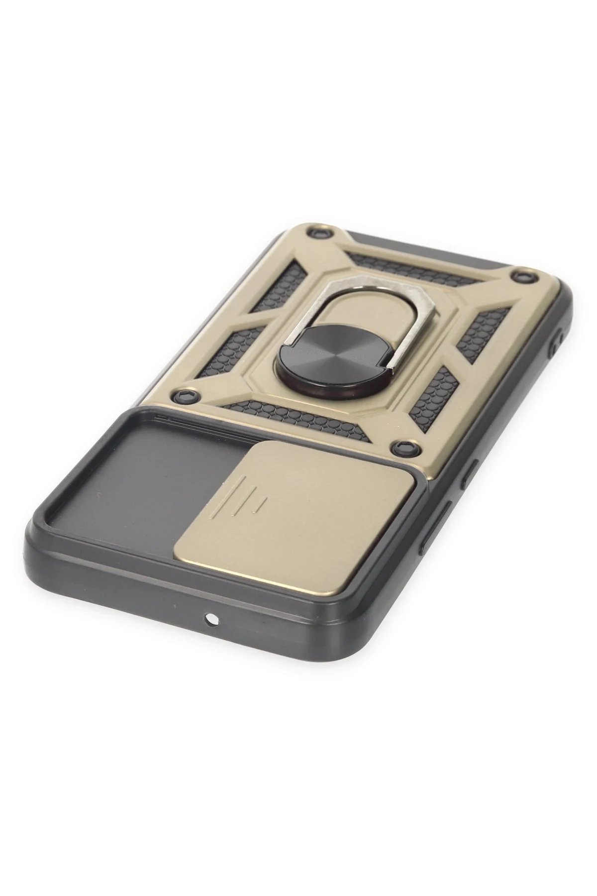 Newface Samsung Galaxy S24 Kılıf Pars Lens Yüzüklü Silikon - Gold