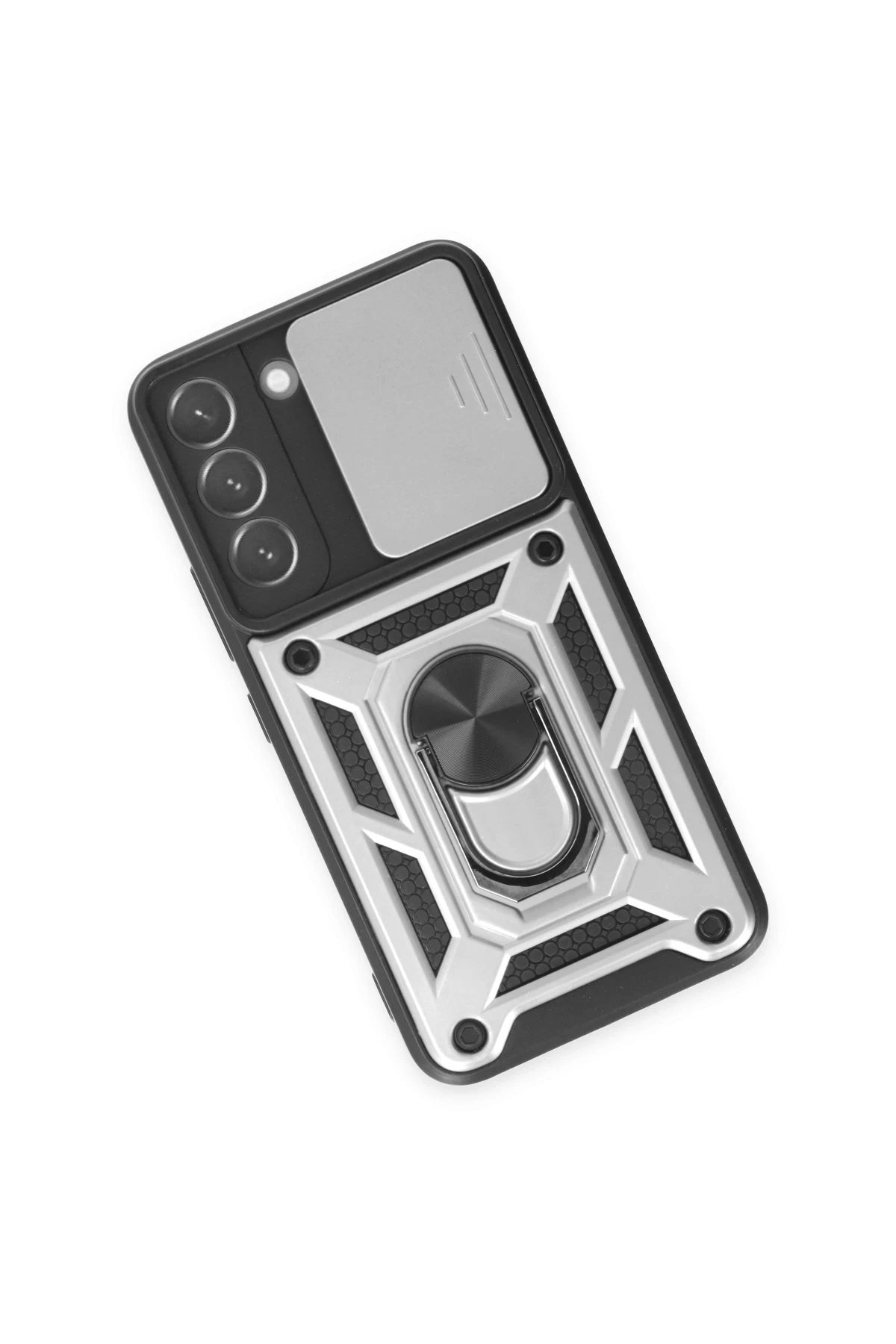 Newface Samsung Galaxy S24 Kılıf Pars Lens Yüzüklü Silikon - Gümüş