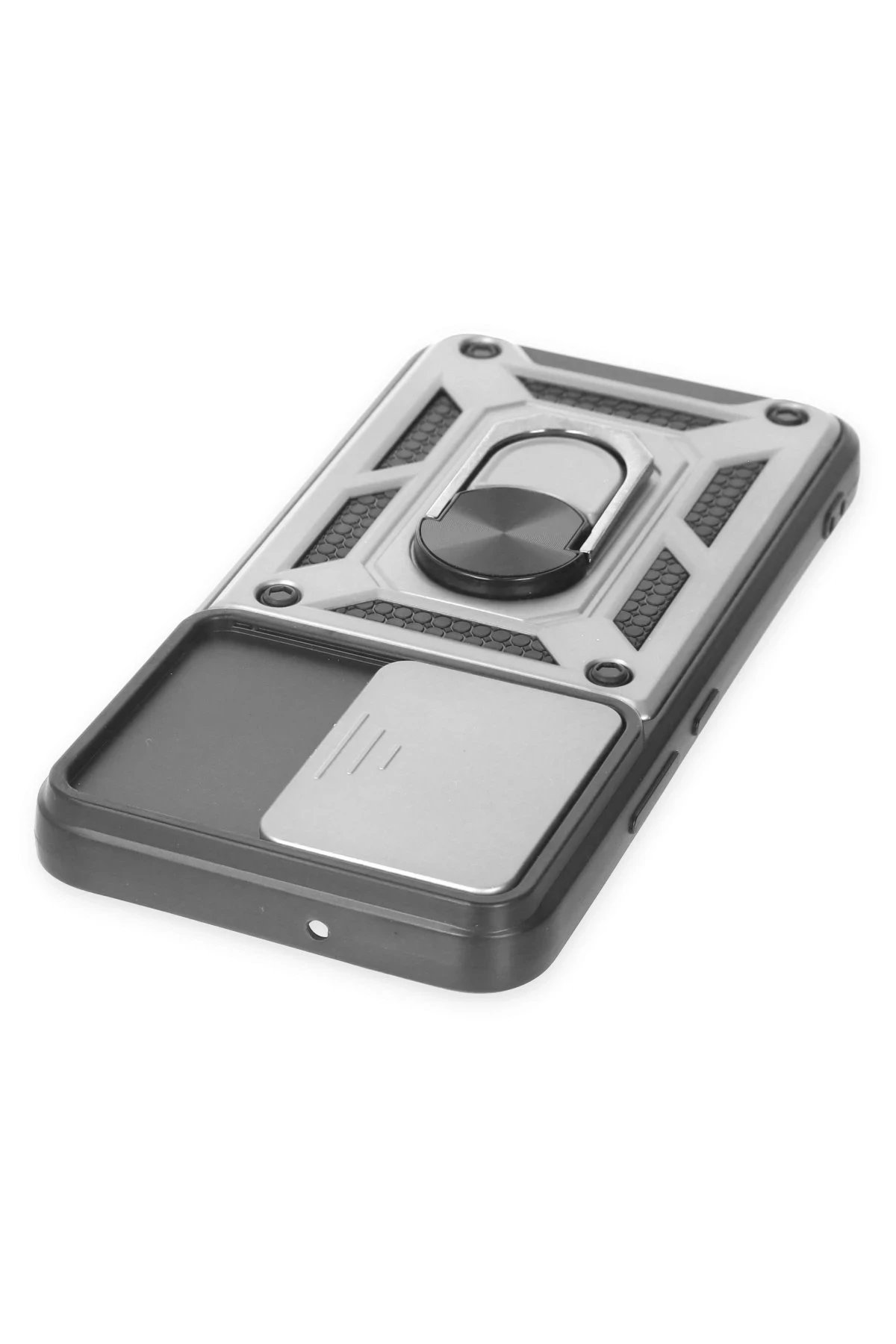 Newface Samsung Galaxy S24 Kılıf Pars Lens Yüzüklü Silikon - Gümüş