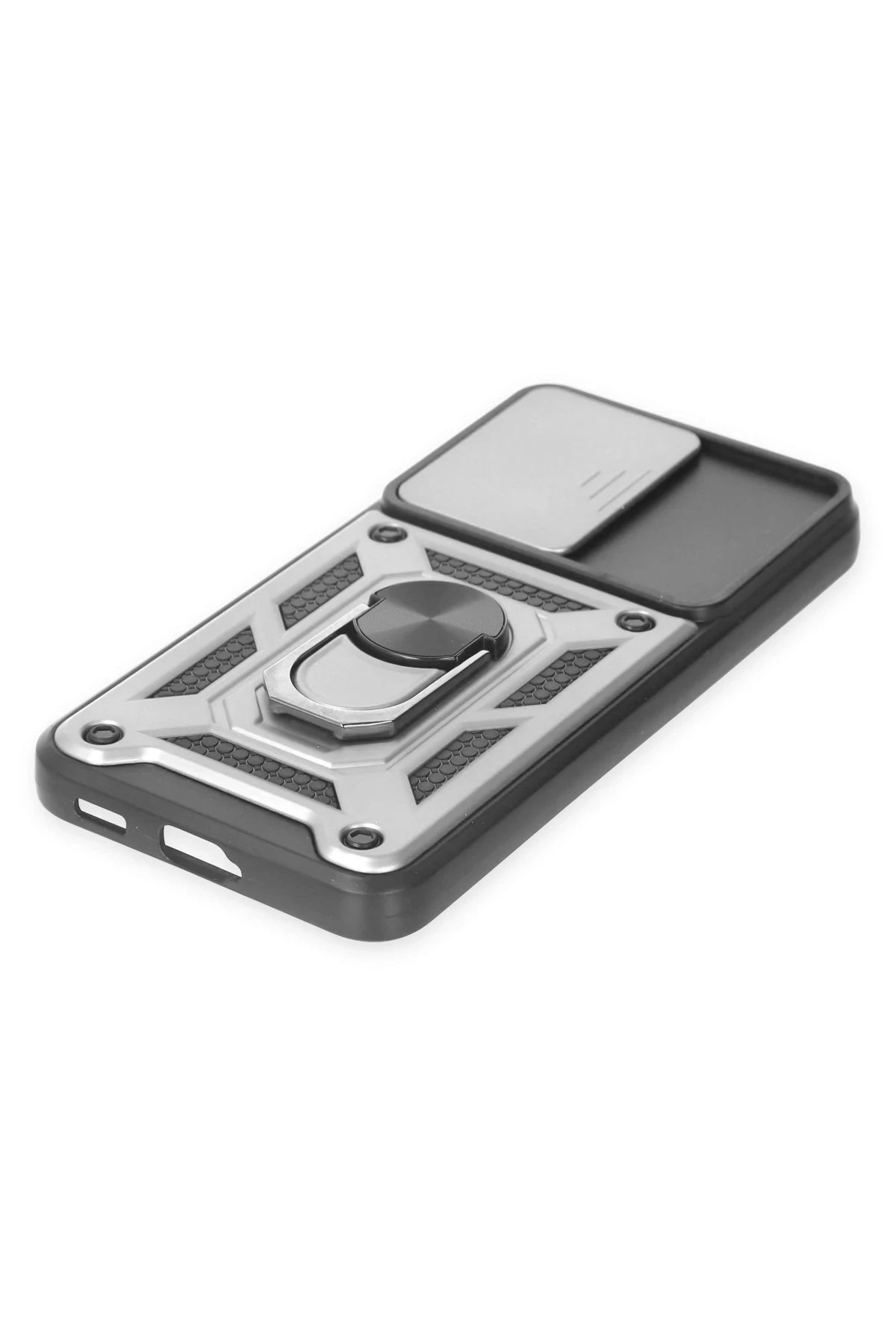 Newface Samsung Galaxy S24 Kılıf Pars Lens Yüzüklü Silikon - Gümüş