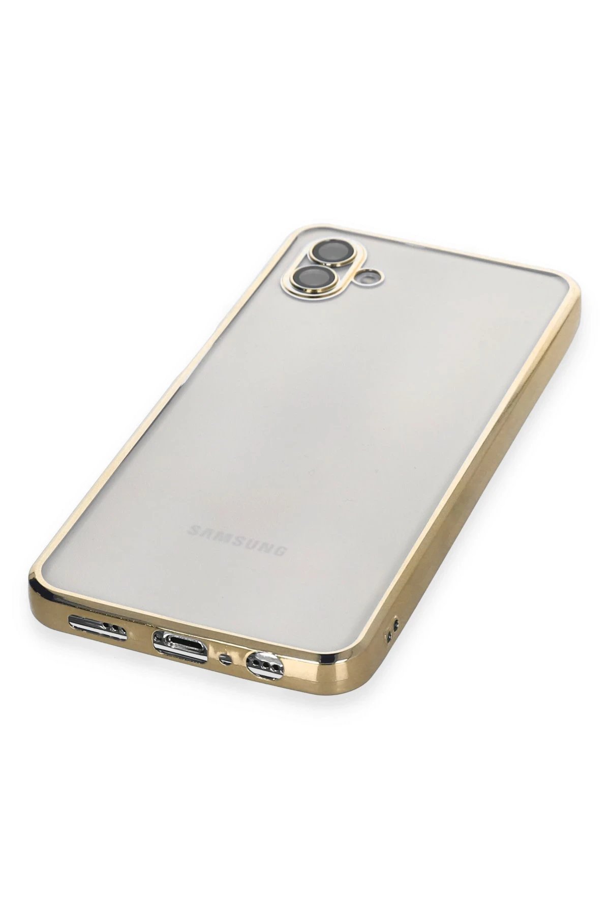 Newface Samsung Galaxy A04 Kılıf Razer Lensli Silikon - Gold