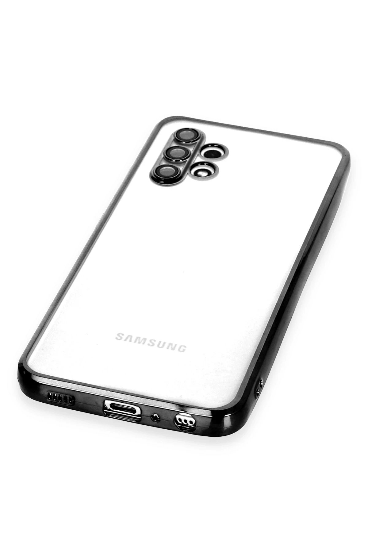 Newface Samsung Galaxy A32 Kılıf Razer Lensli Silikon - Siyah