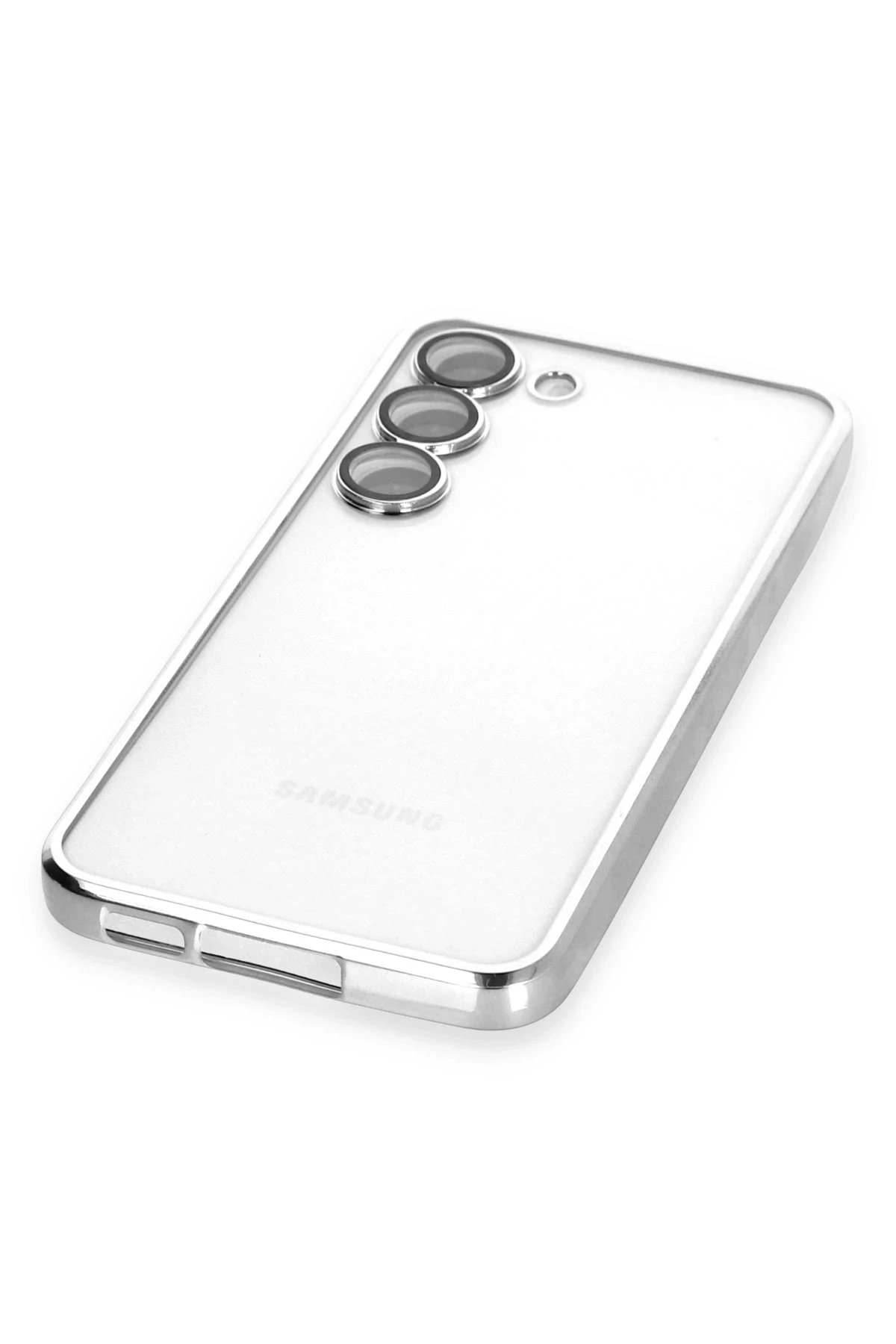 Newface Samsung Galaxy S24 Kılıf Razer Lensli Silikon - Gümüş