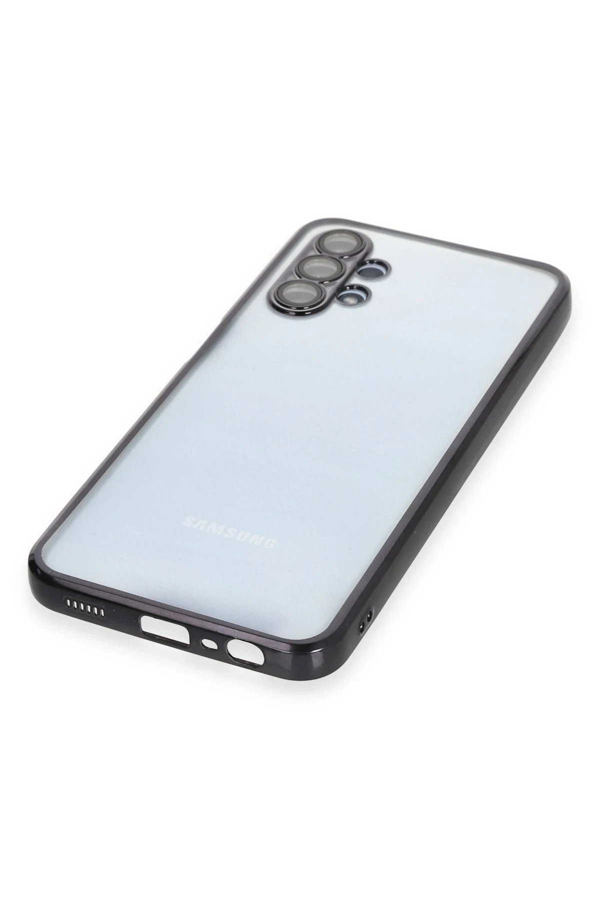 Newface Samsung Galaxy A13 4G Kılıf Razer Lensli Silikon - Siyah