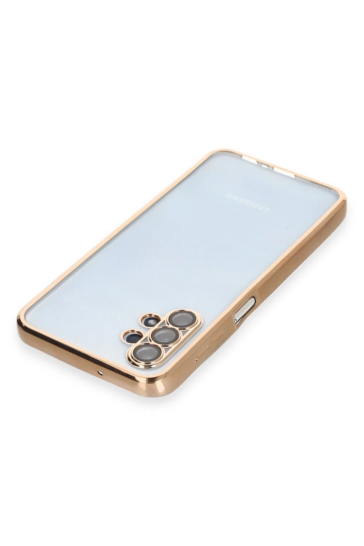 Newface Samsung Galaxy A13 4G Kılıf Razer Lensli Silikon - Gold