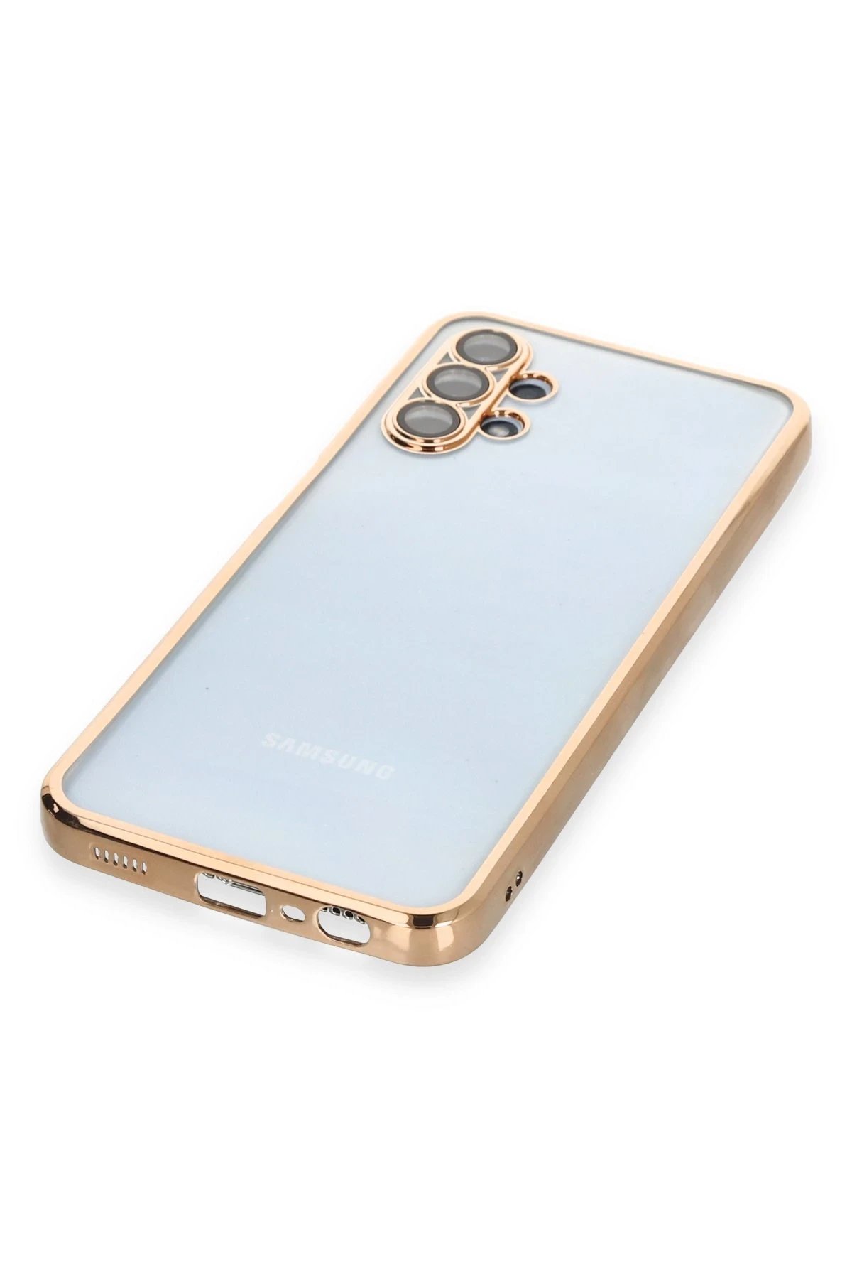 Newface Samsung Galaxy A13 4G Kılıf Razer Lensli Silikon - Gold