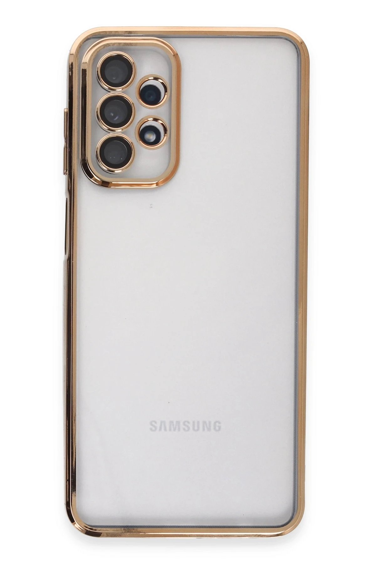 Newface Samsung Galaxy A23 4G Kılıf Razer Lensli Silikon - Gold