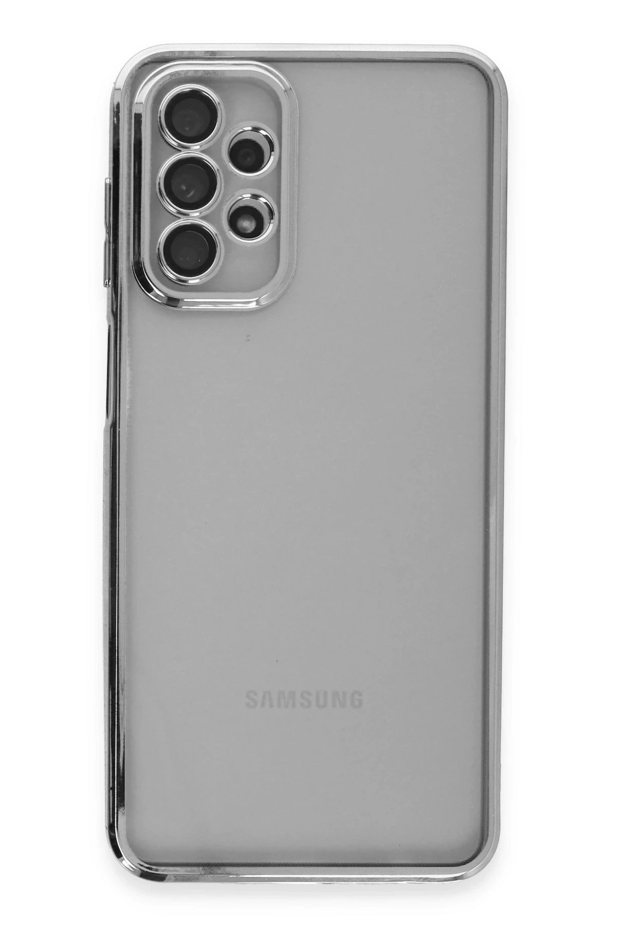 Newface Samsung Galaxy A23 4G Kılıf Razer Lensli Silikon - Gümüş