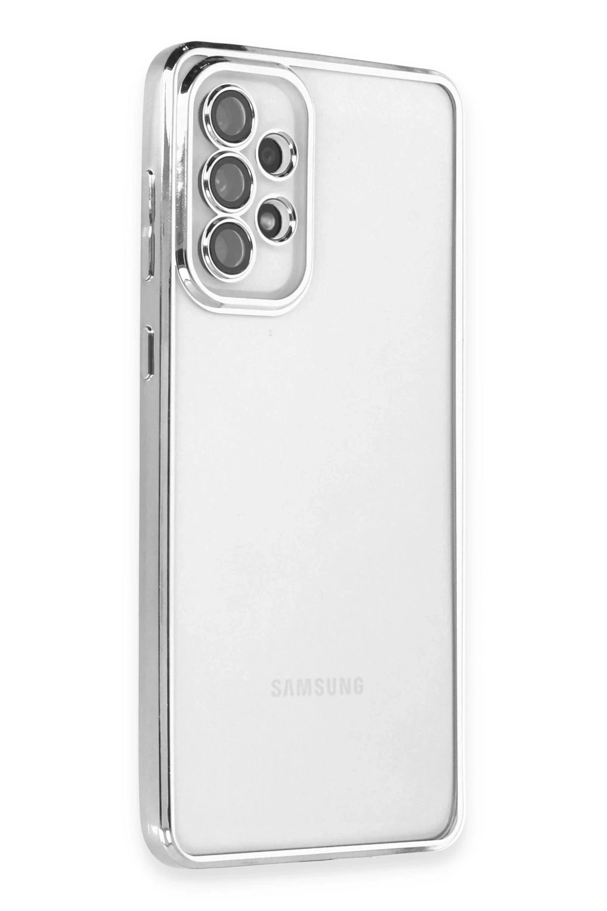 Newface Samsung Galaxy A53 5G Kılıf Razer Lensli Silikon - Gümüş