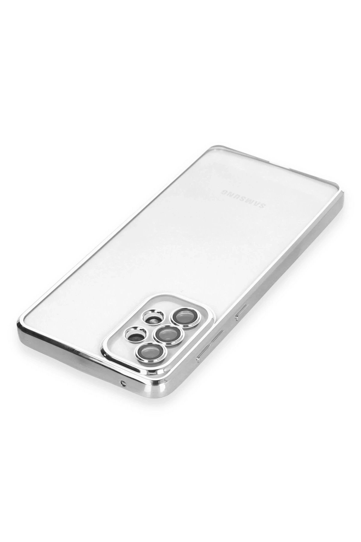 Newface Samsung Galaxy A53 5G Kılıf Razer Lensli Silikon - Gümüş