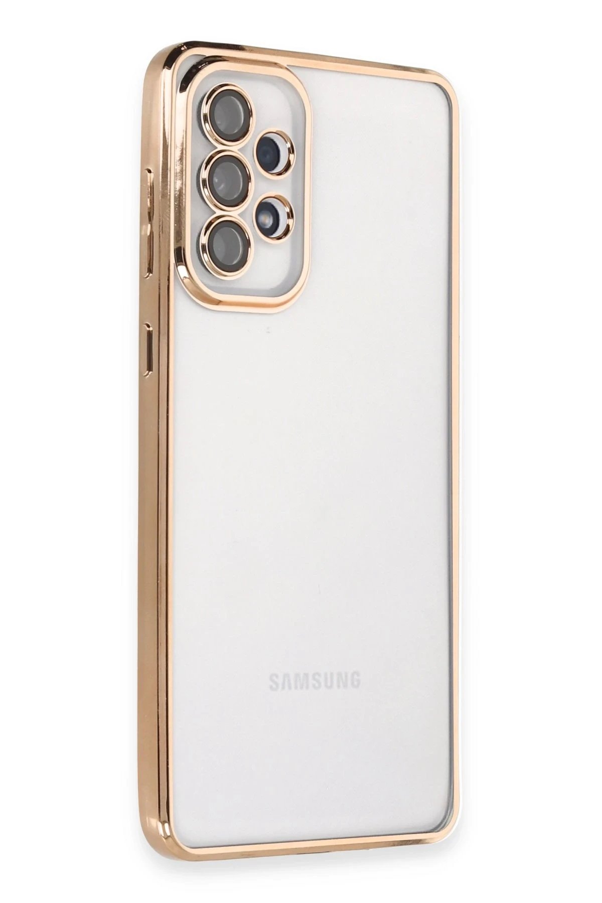 Newface Samsung Galaxy A73 5G Kılıf Razer Lensli Silikon - Gold