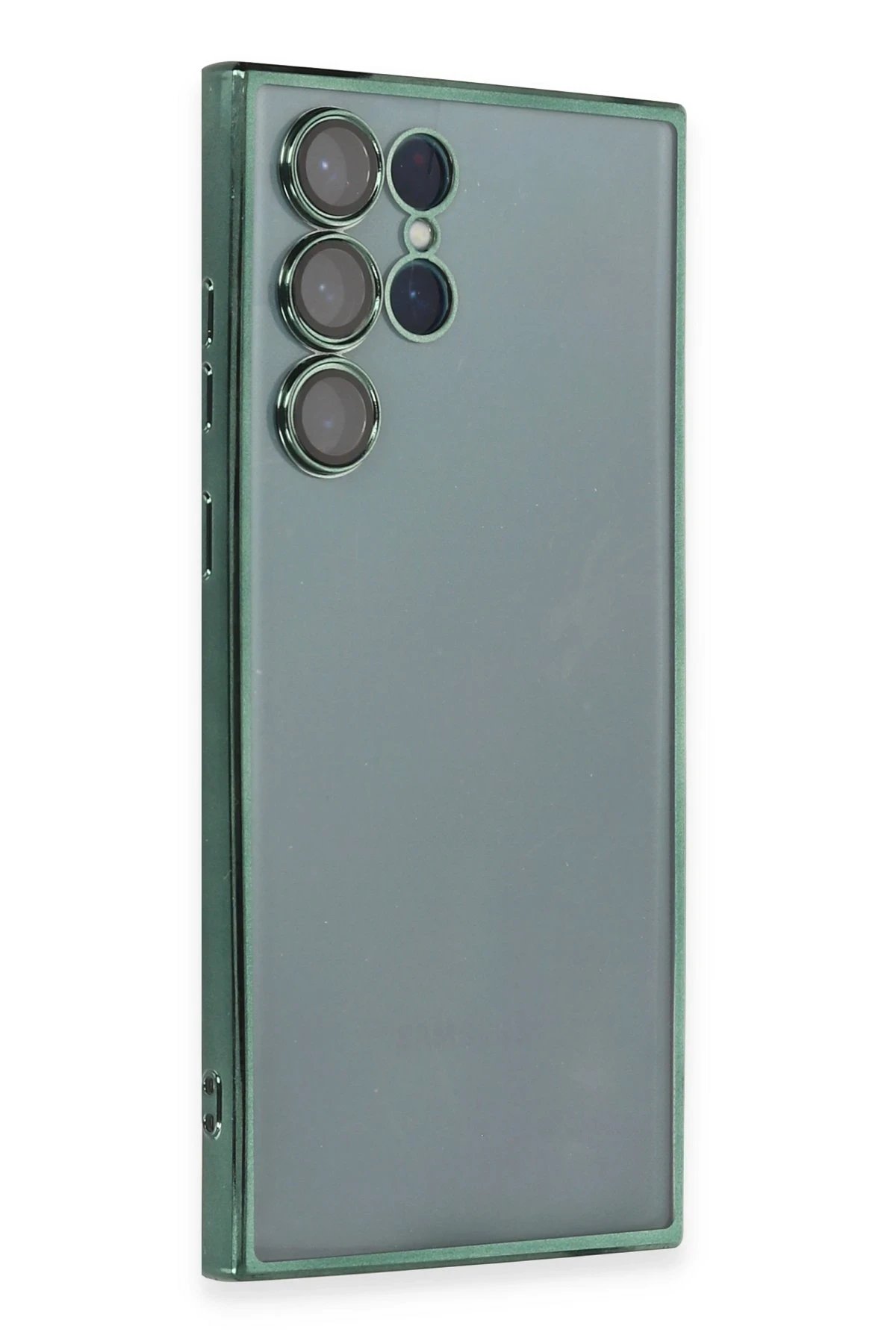 Newface Samsung Galaxy S22 Ultra Kılıf Razer Lensli Silikon - Yeşil