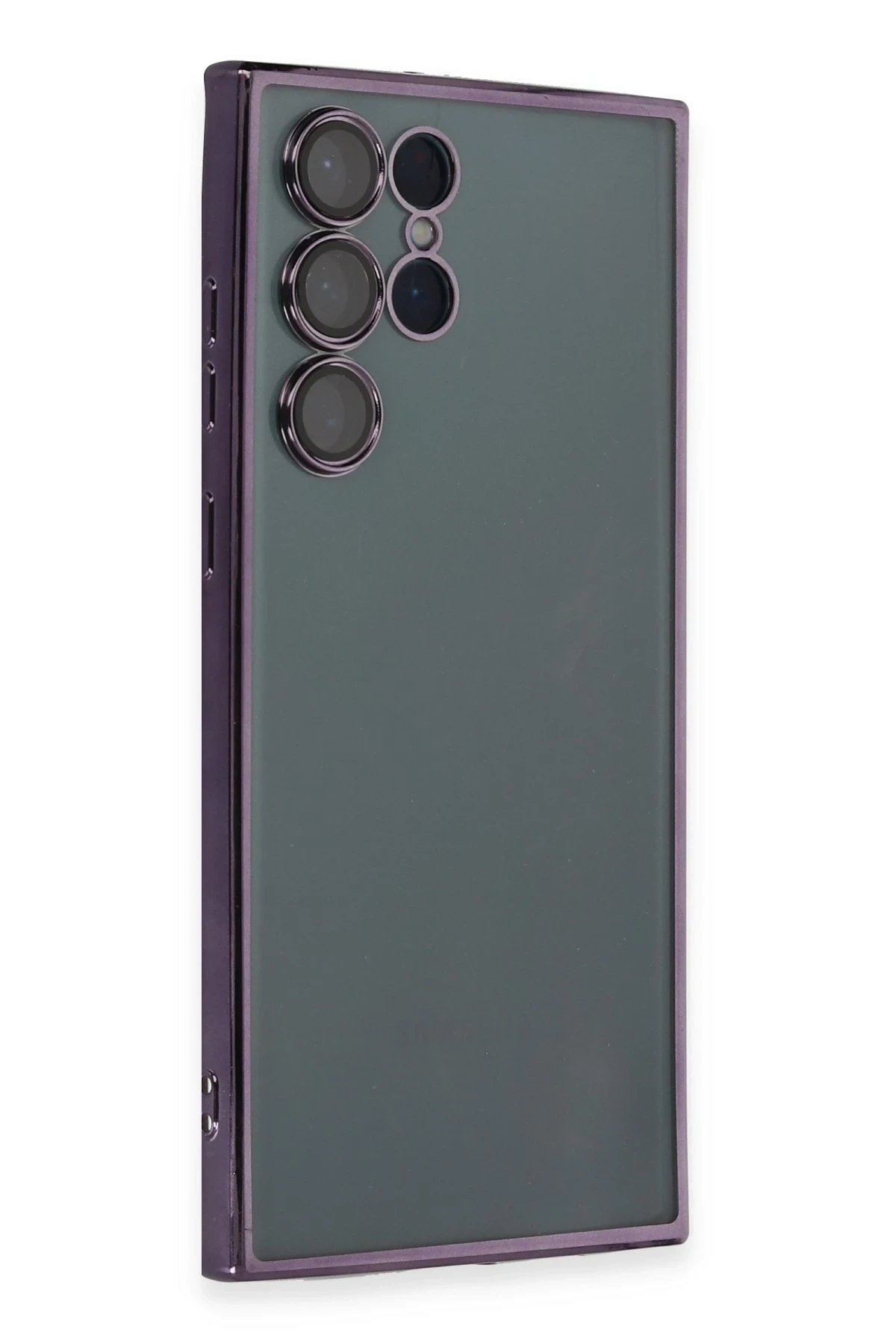 Newface Samsung Galaxy S22 Ultra Kılıf Razer Lensli Silikon - Mor