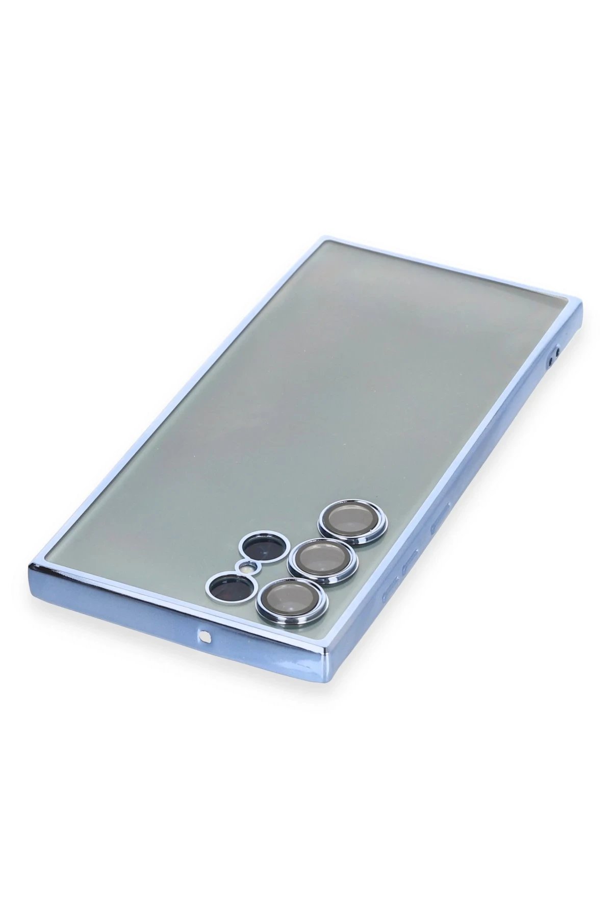 Newface Samsung Galaxy S22 Ultra Kılıf Razer Lensli Silikon - Açık Mavi