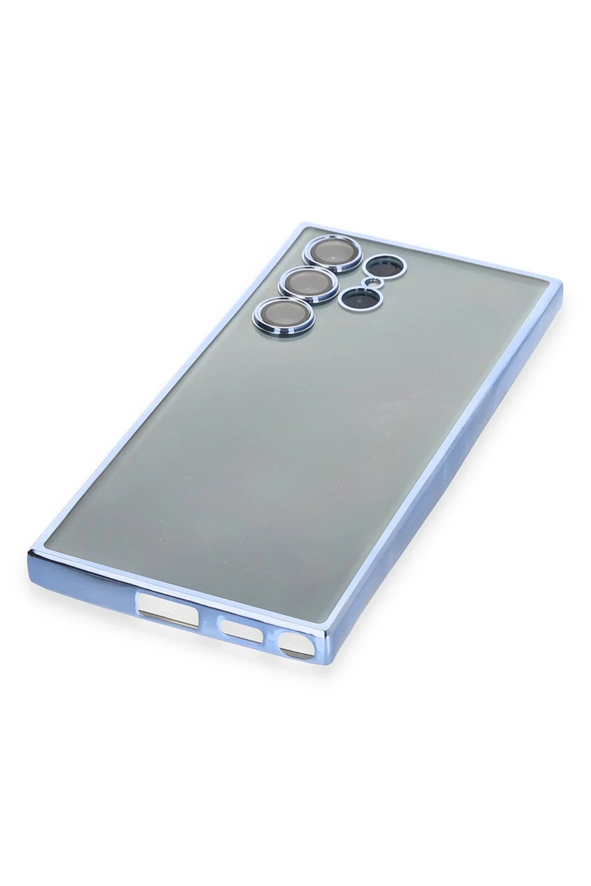 Newface Samsung Galaxy S22 Ultra Kılıf Razer Lensli Silikon - Açık Mavi