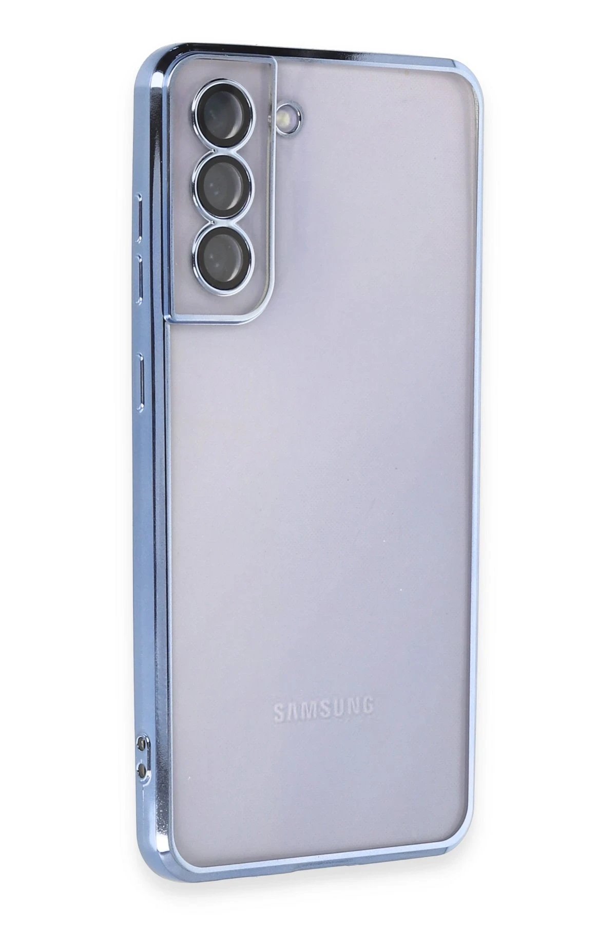 Newface Samsung Galaxy S21 FE Kılıf Razer Lensli Silikon - Açık Mavi