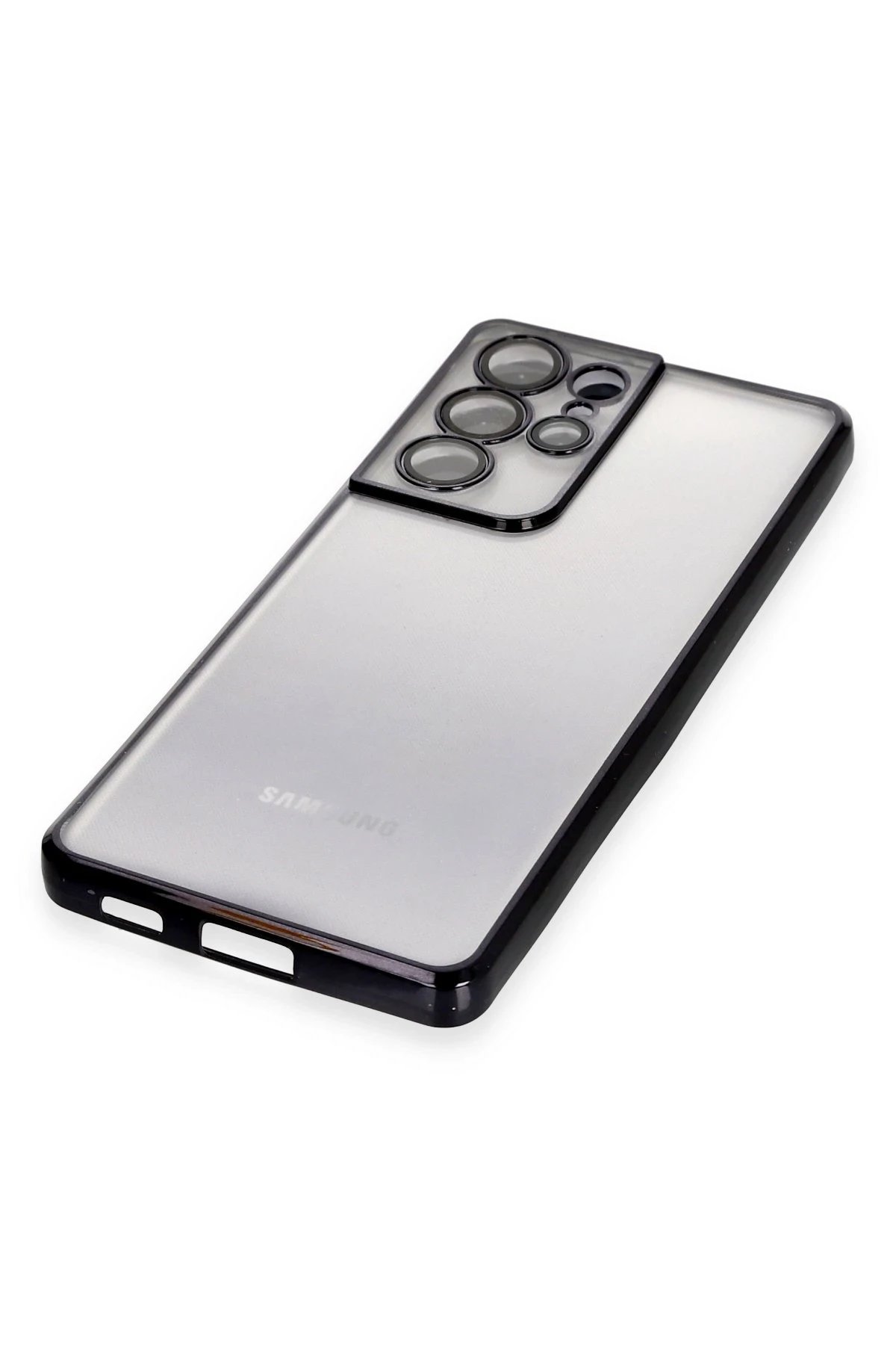 Newface Samsung Galaxy S21 Ultra Kılıf Razer Lensli Silikon - Siyah