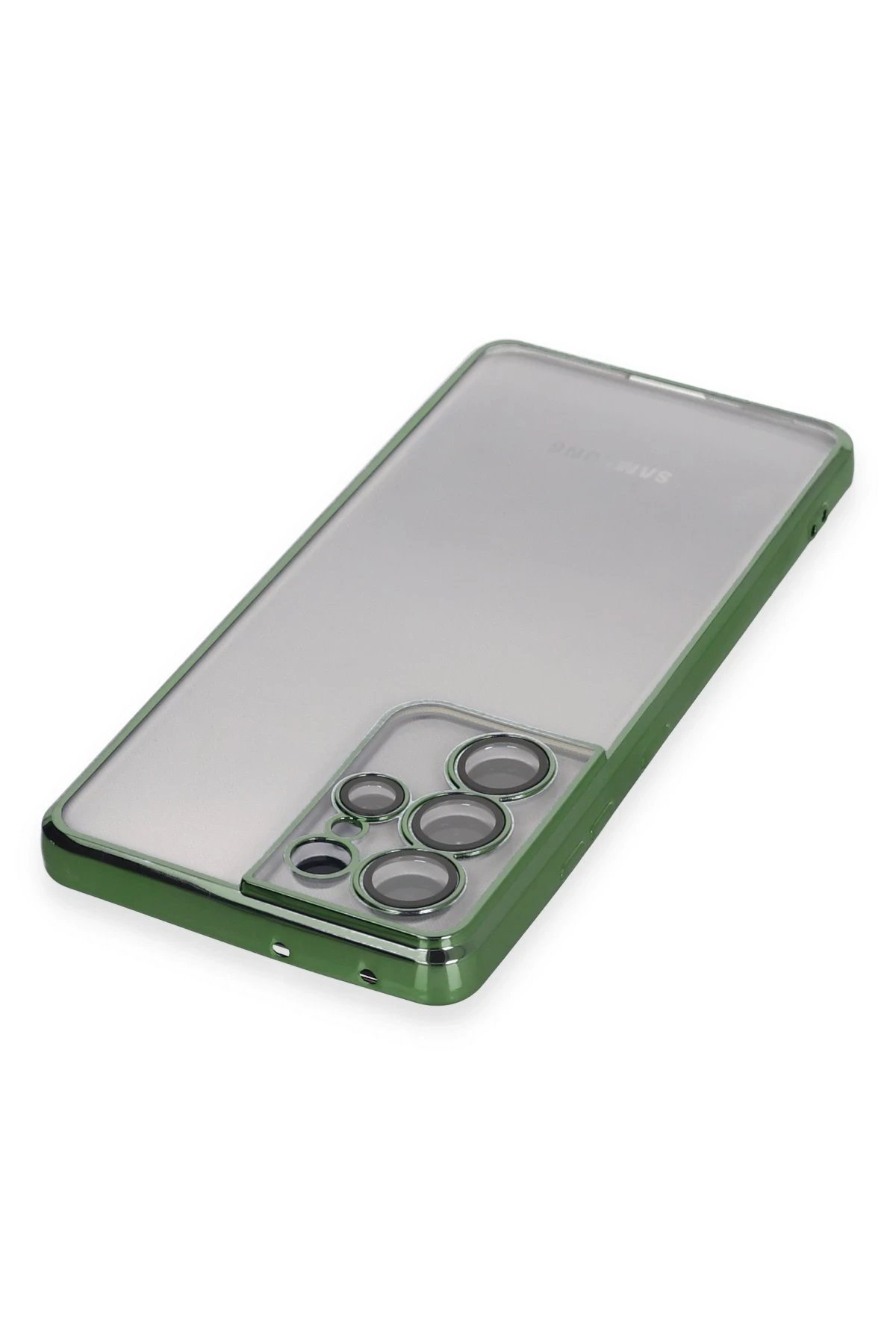 Newface Samsung Galaxy S21 Ultra Kılıf Razer Lensli Silikon - Yeşil