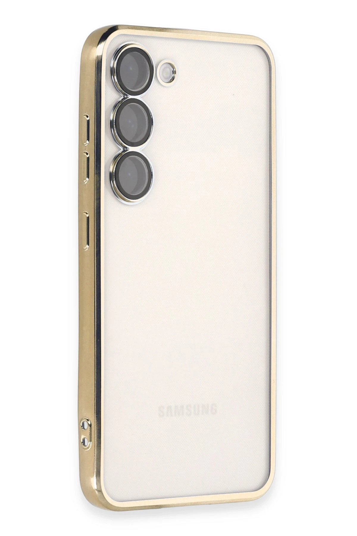 Newface Samsung Galaxy S23 Plus Kılıf Razer Lensli Silikon - Gold