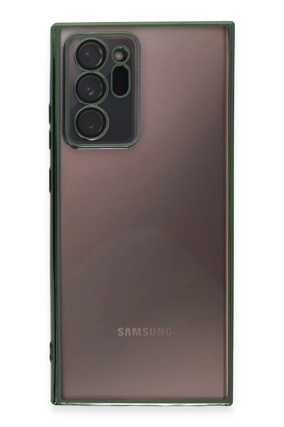 Newface Samsung Galaxy Note 20 Ultra Kılıf Razer Lensli Silikon - Yeşil