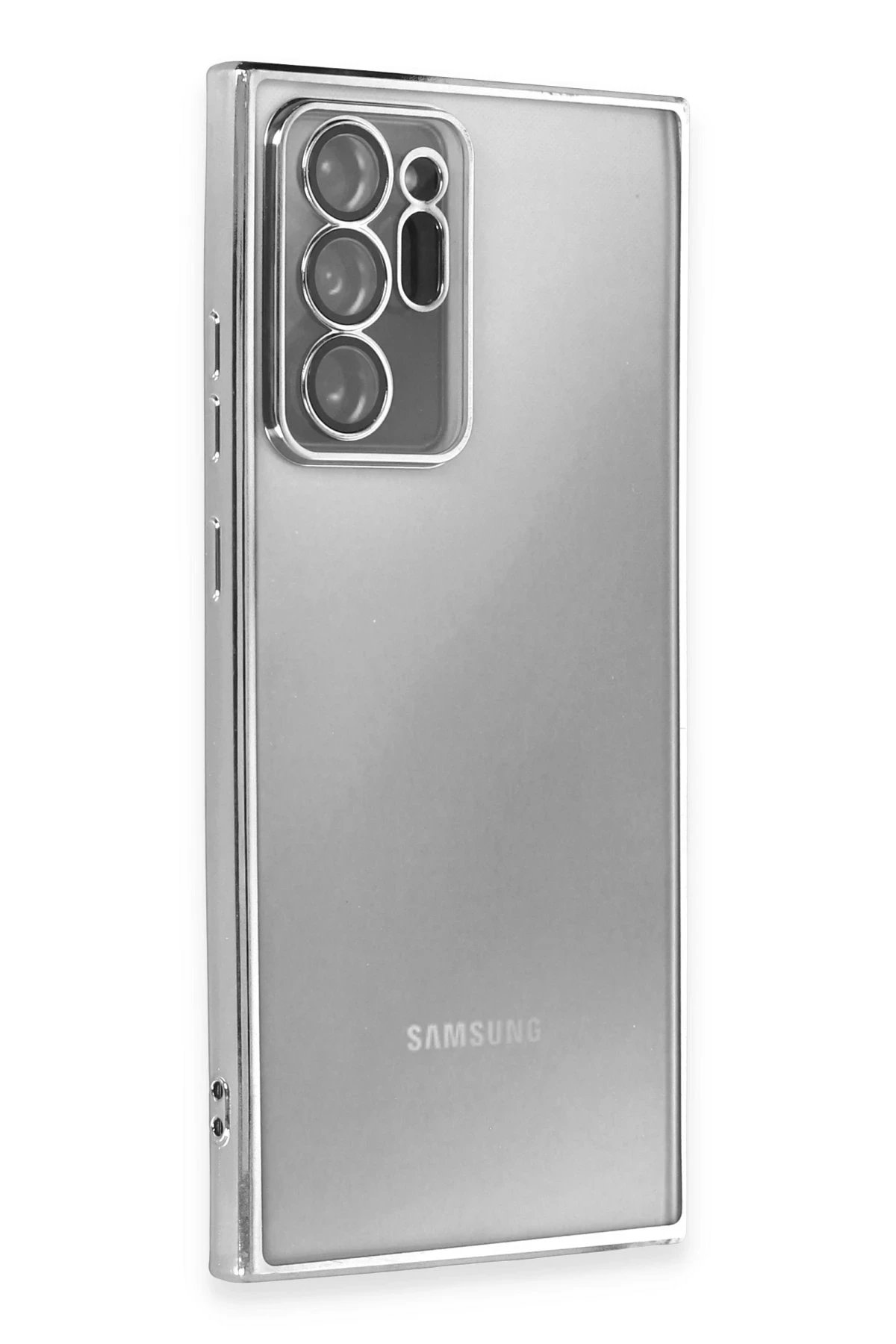 Newface Samsung Galaxy Note 20 Ultra Kılıf Razer Lensli Silikon - Gümüş