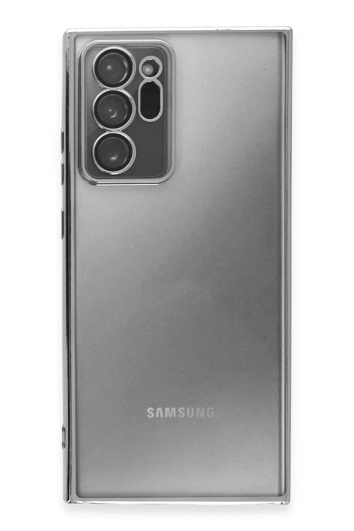 Newface Samsung Galaxy Note 20 Ultra Kılıf Razer Lensli Silikon - Gümüş