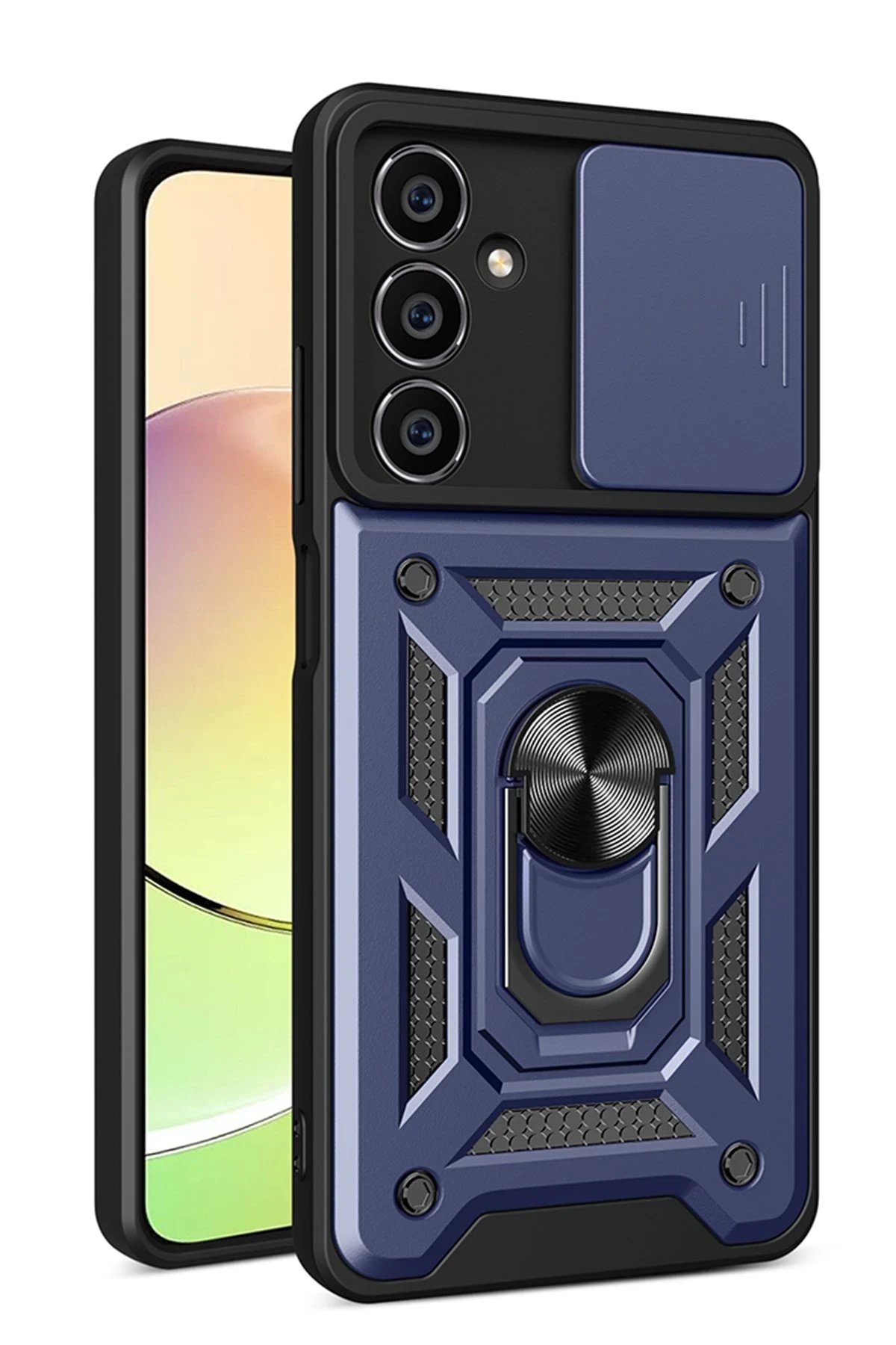 Newface Samsung Galaxy A35 5G Kılıf Pars Lens Yüzüklü Silikon - Lacivert