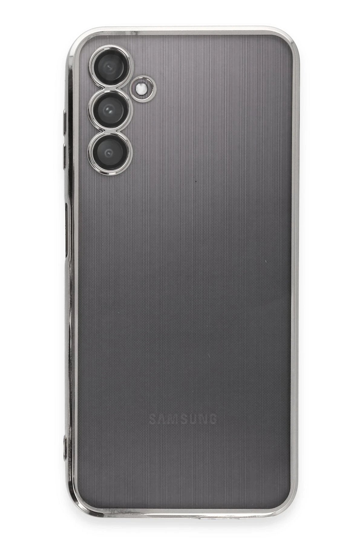 Newface Samsung Galaxy A14 4G Kılıf Razer Lensli Silikon - Gümüş