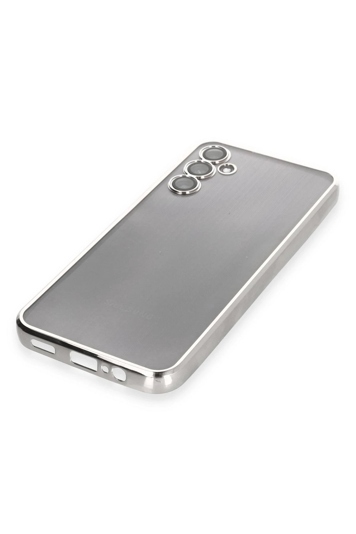 Newface Samsung Galaxy A14 4G Kılıf Razer Lensli Silikon - Gümüş