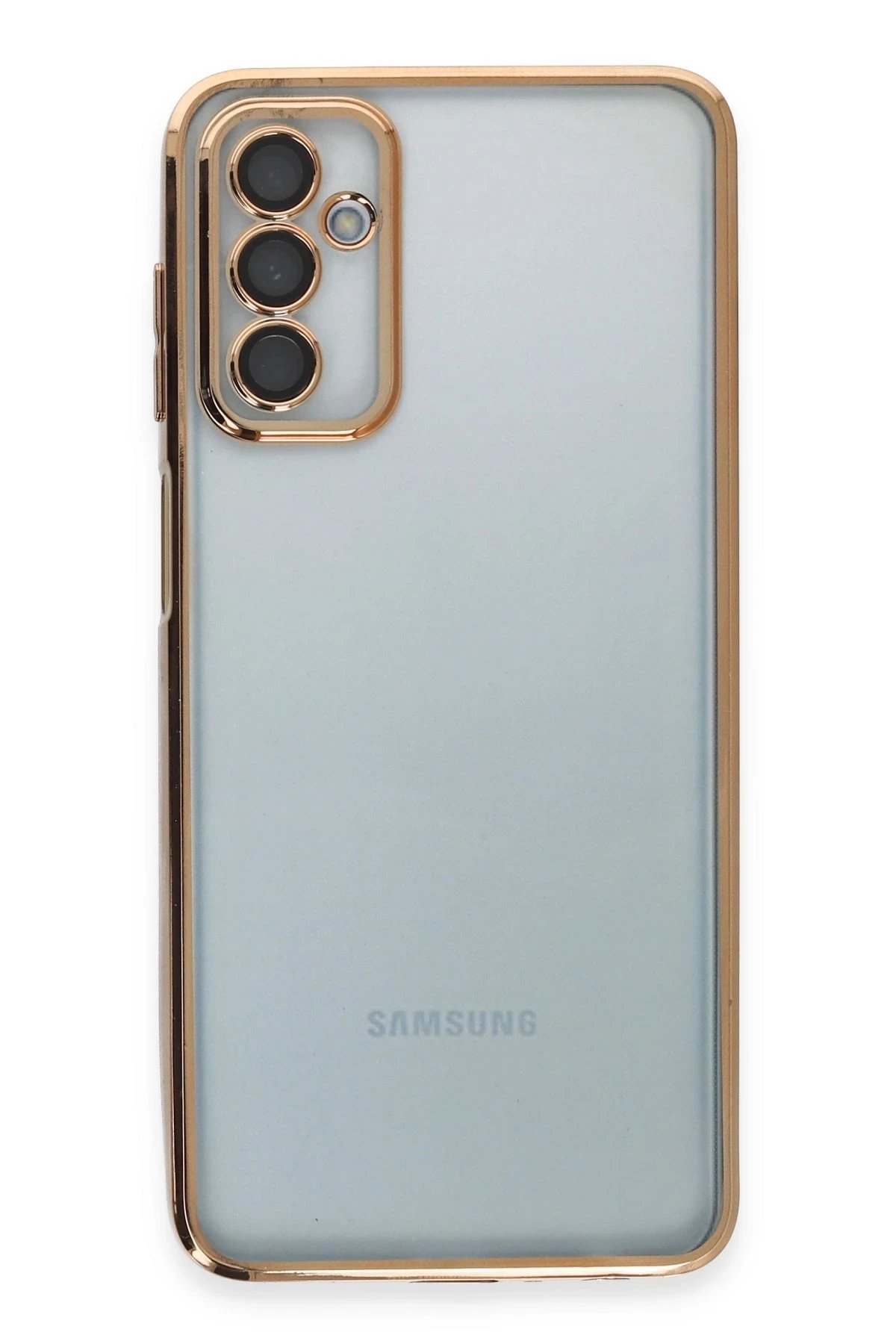 Newface Samsung Galaxy M23 Kılıf Razer Lensli Silikon - Gold