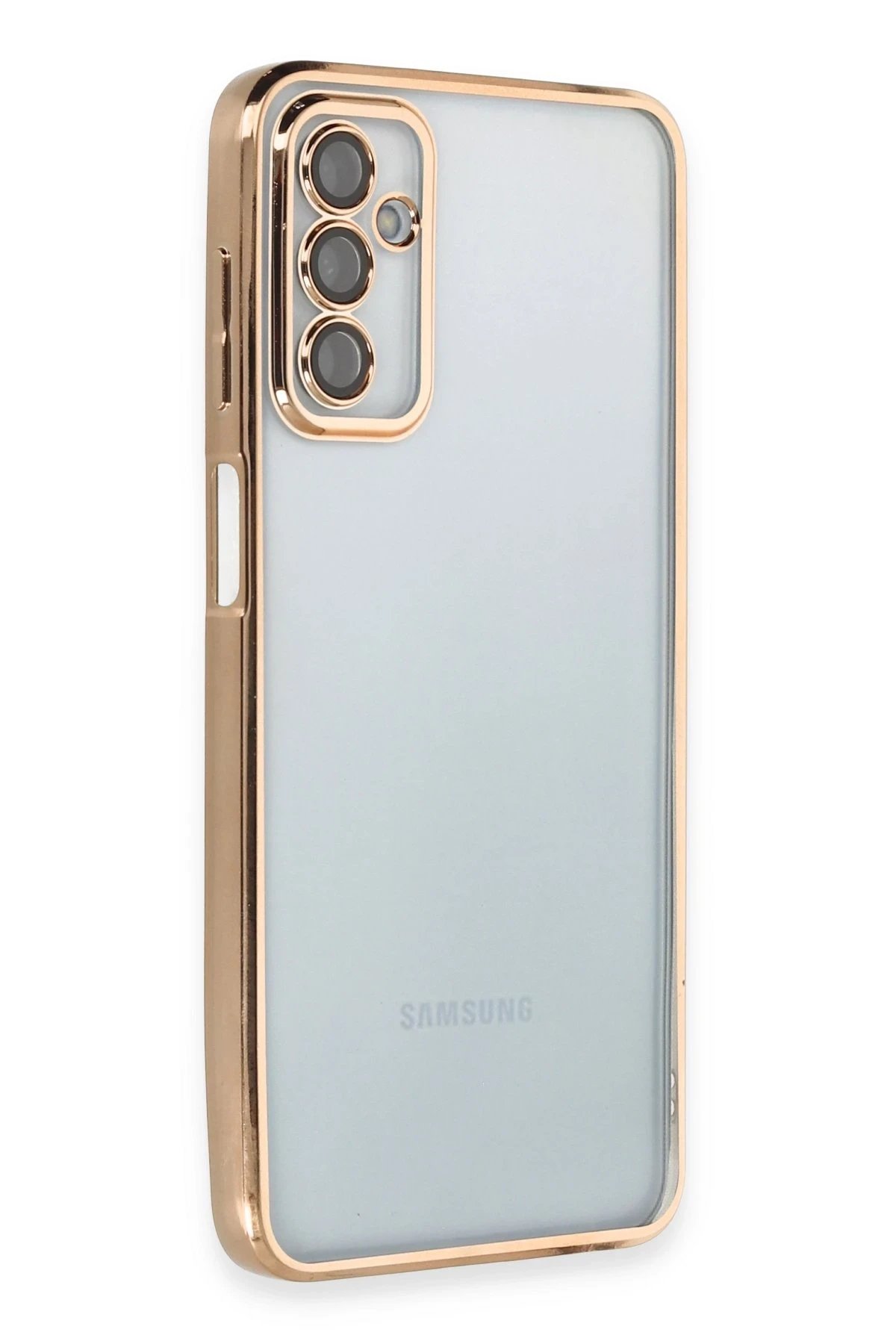 Newface Samsung Galaxy M23 Kılıf Razer Lensli Silikon - Gold
