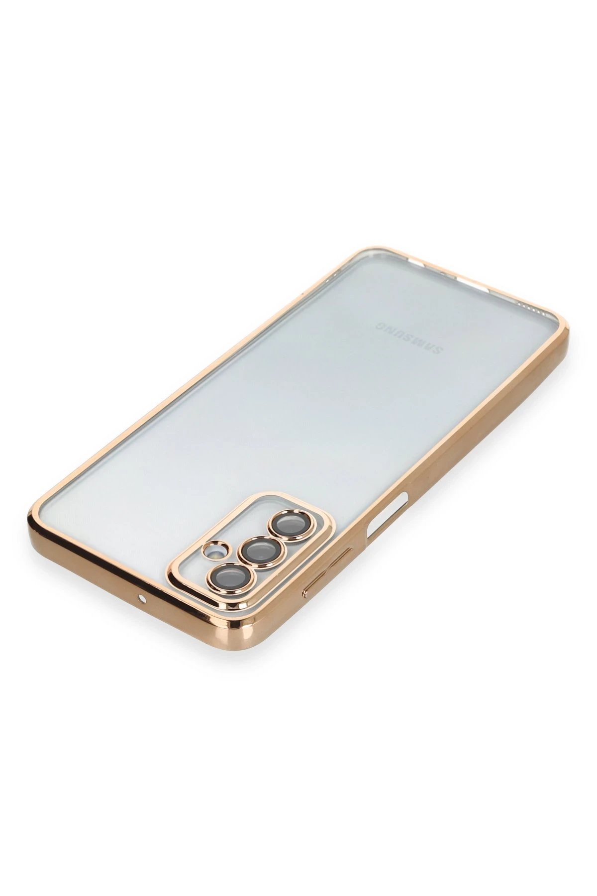 Newface Samsung Galaxy M23 Kılıf Razer Lensli Silikon - Gold