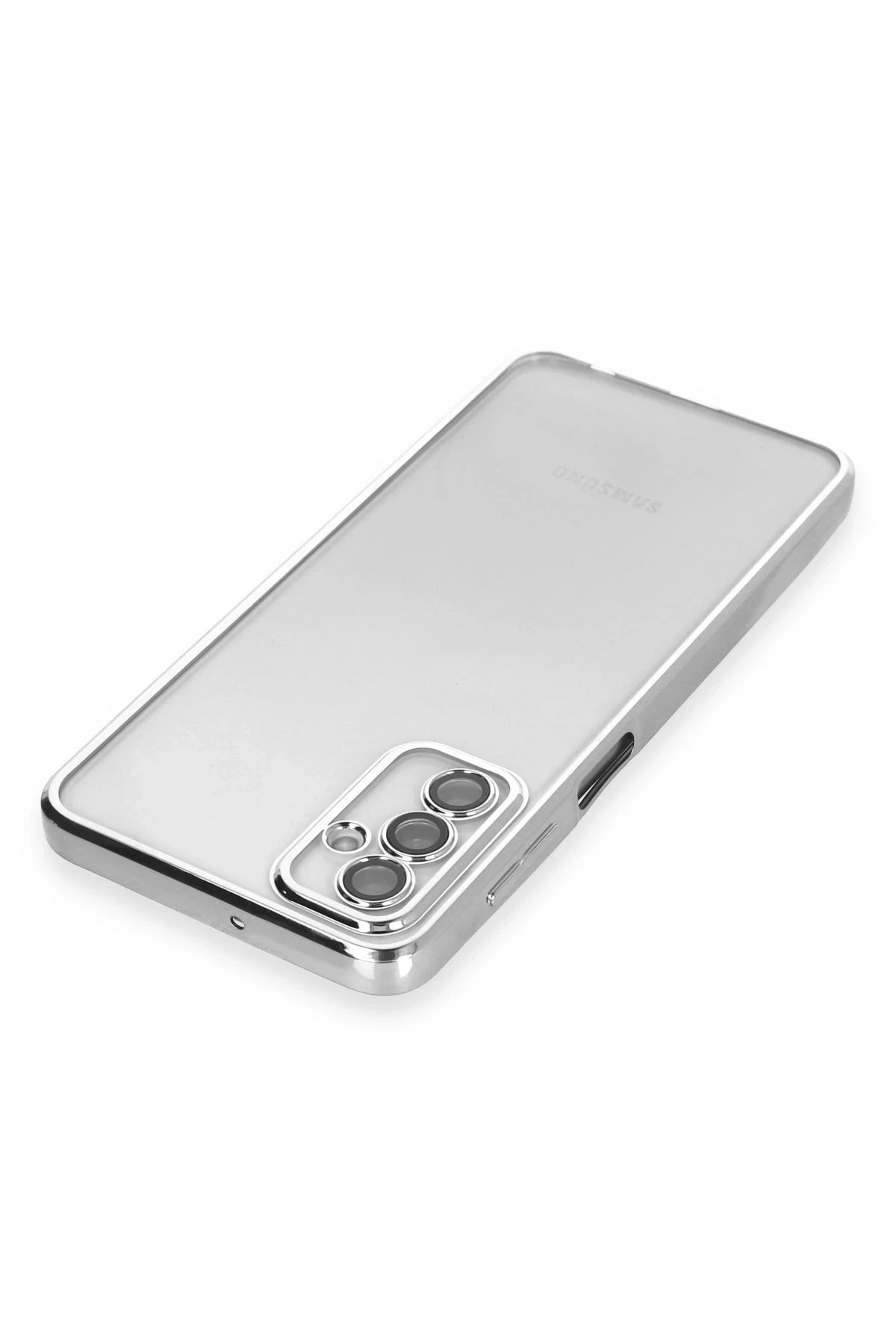 Newface Samsung Galaxy M23 Kılıf Razer Lensli Silikon - Gümüş