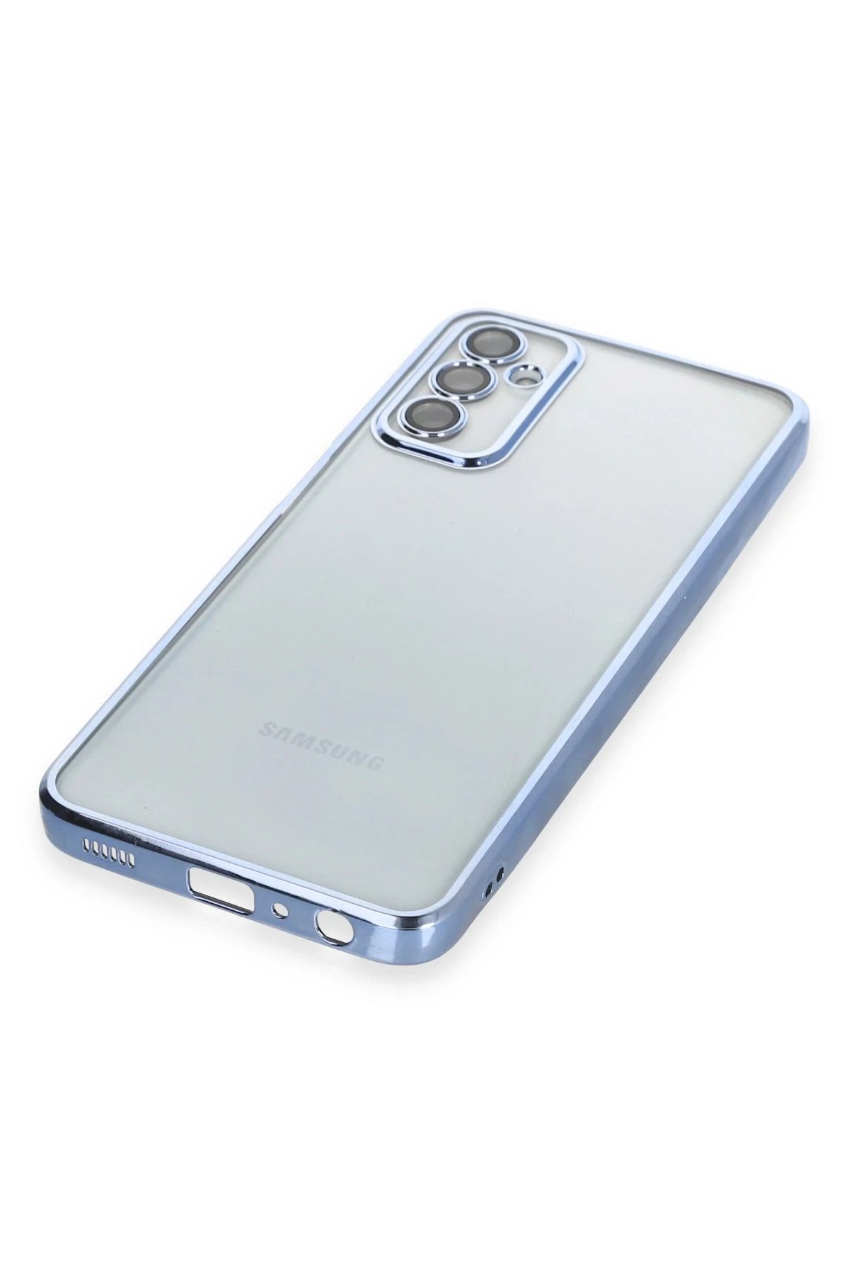 Newface Samsung Galaxy M23 Kılıf Razer Lensli Silikon - Açık Mavi