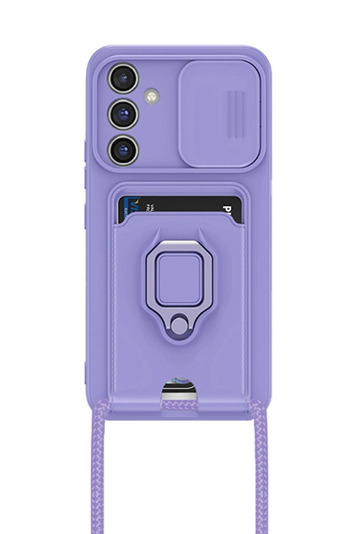 Newface Samsung Galaxy A25 5G Kılıf Zuma Kartvizitli Yüzüklü Silikon - Lila